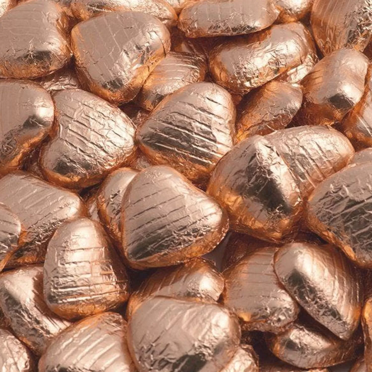 New Party Delights Copper Foil Chocolate Hearts - 1Kg