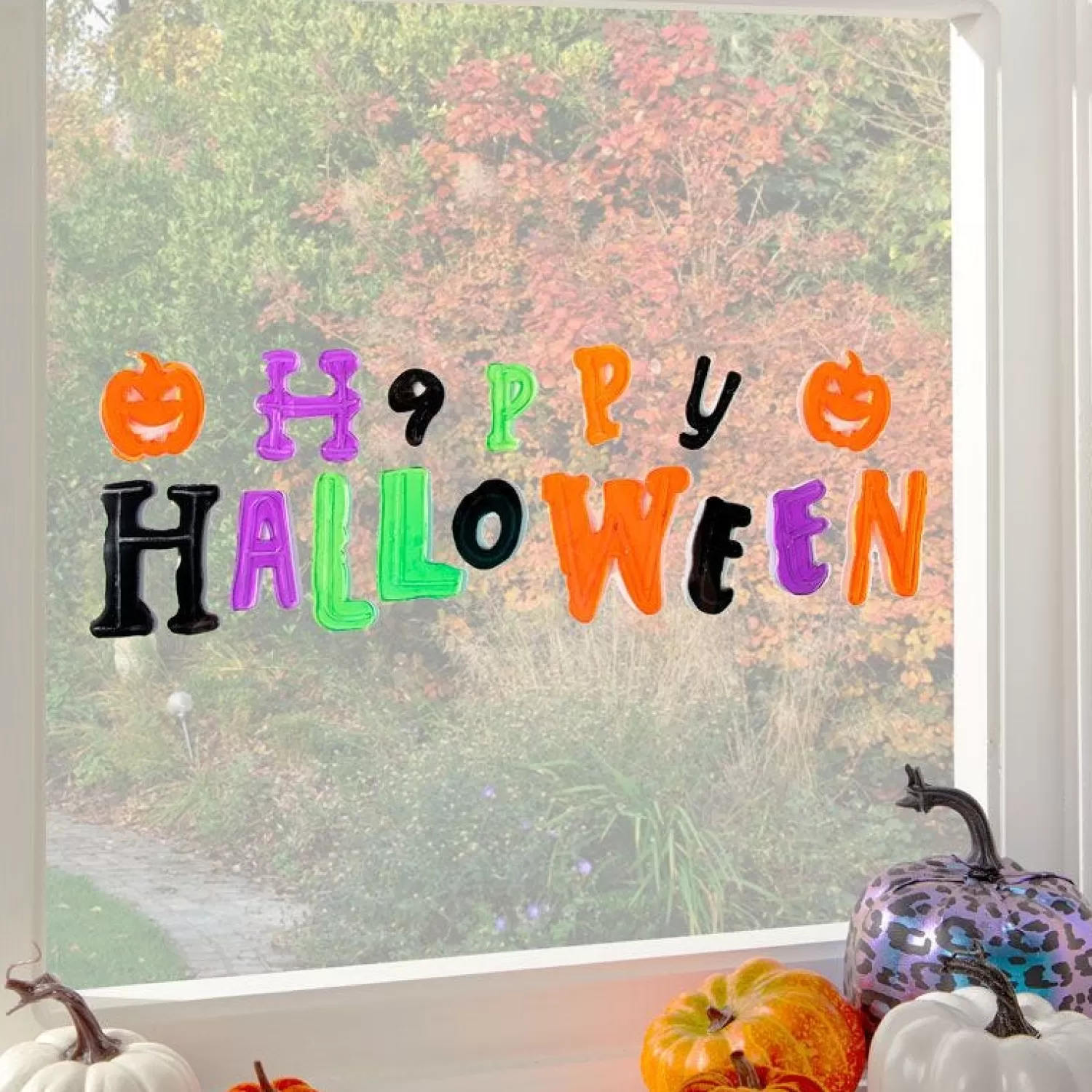 Cute Happy Halloween Gel Window Cling<Party Delights New