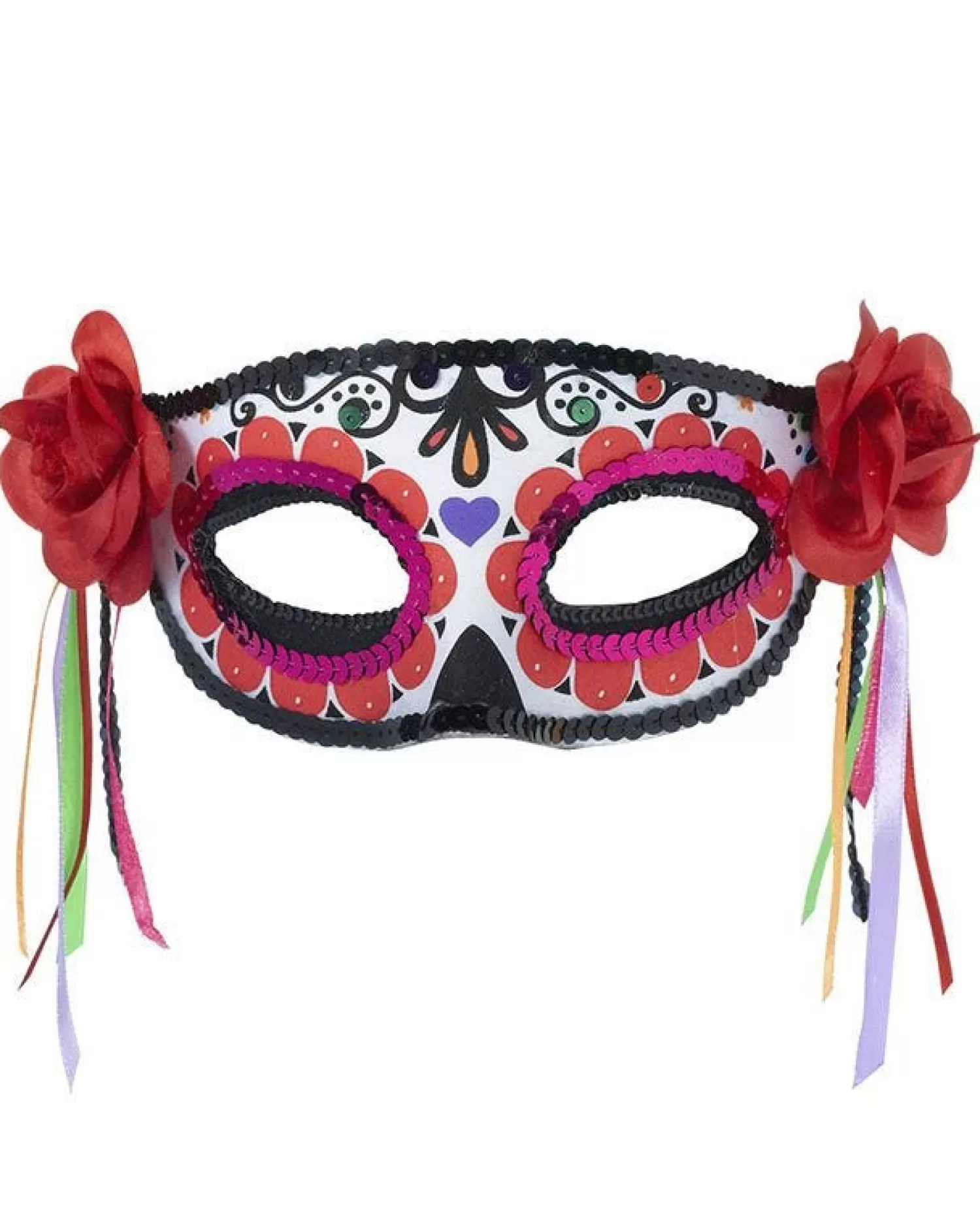 Day Of The Dead Masquerade Mask With Ribbons<Party Delights Hot