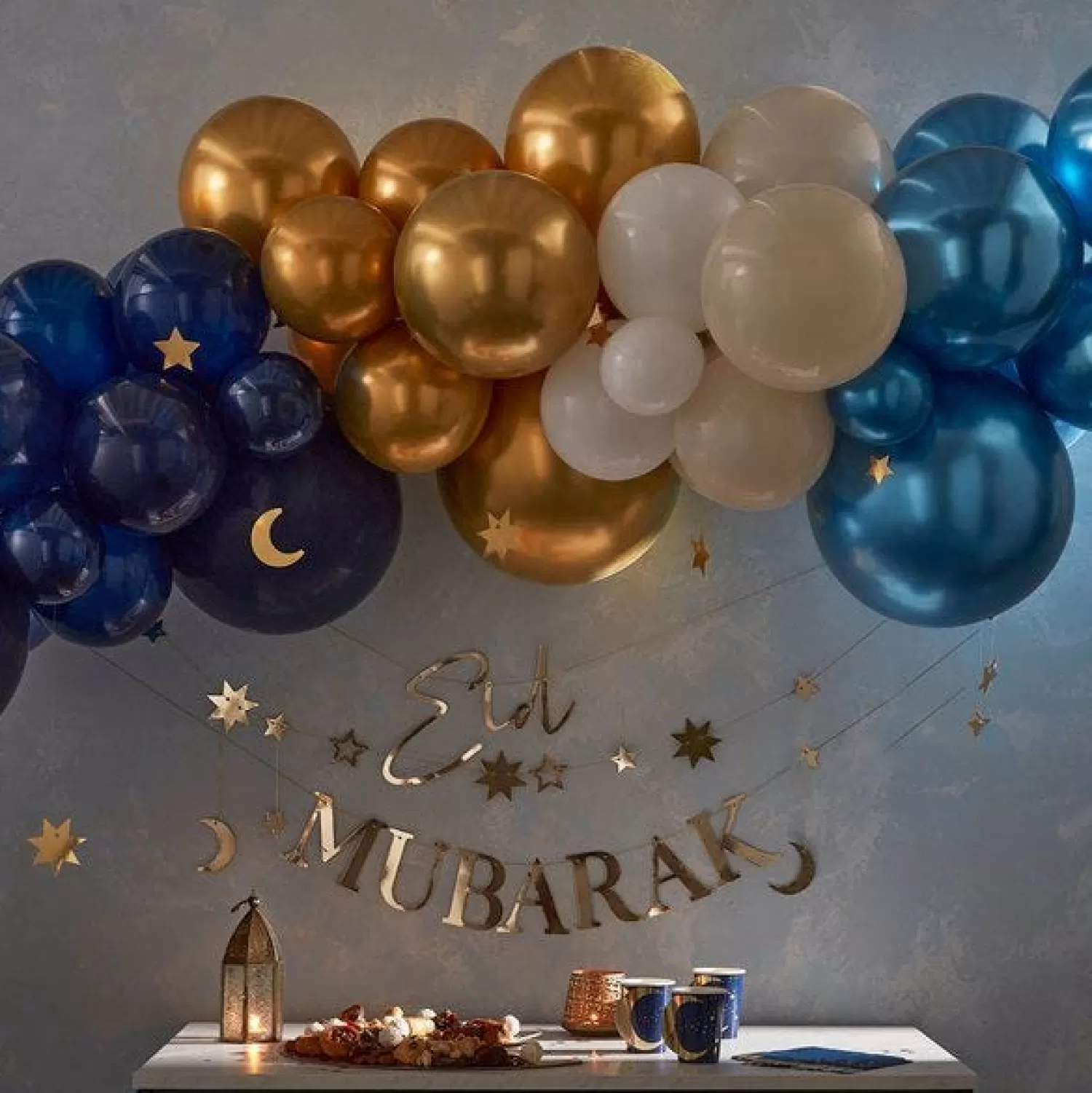 Clearance Party Delights Eid Moon & Stars Balloon Arch - 75 Balloons