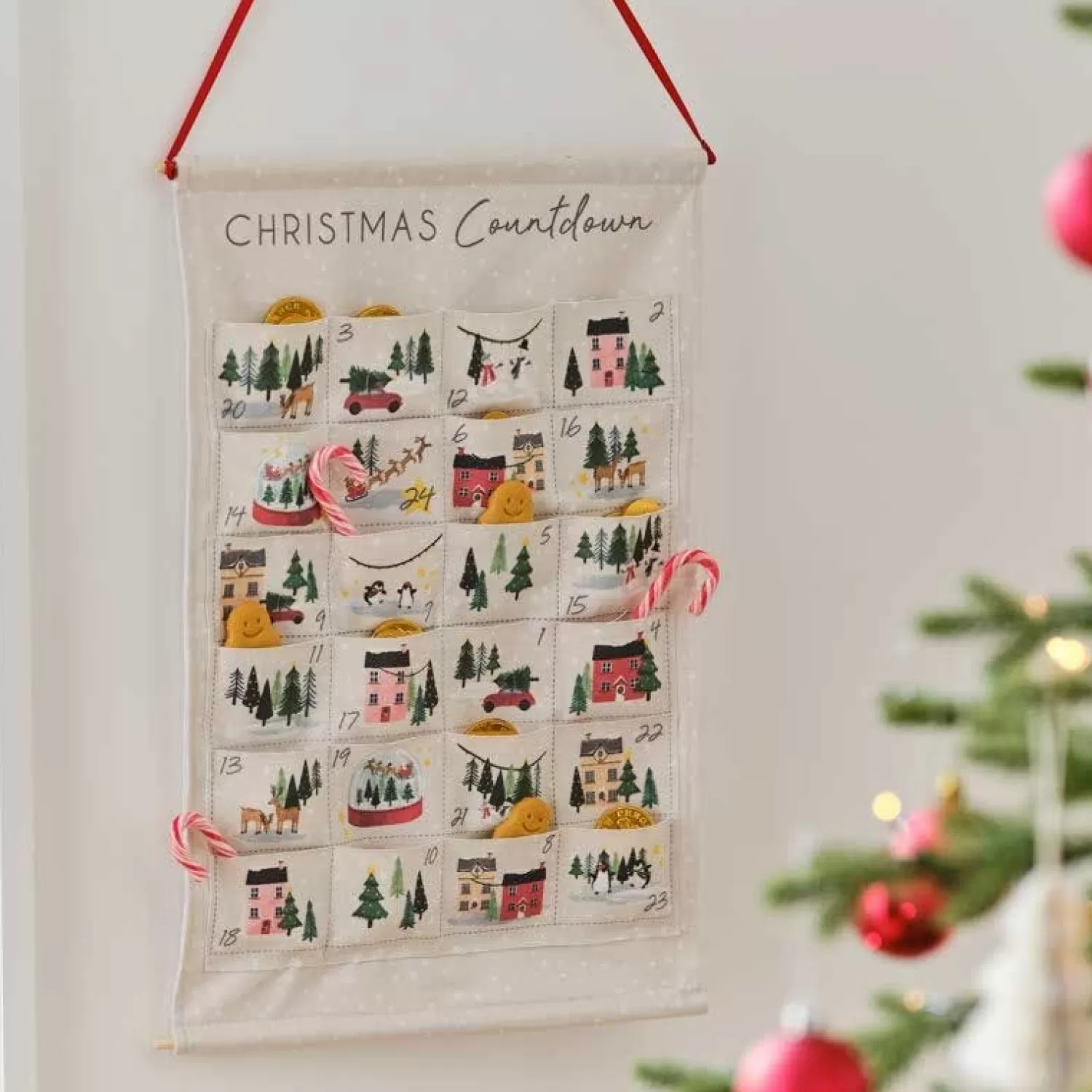 Fabric Christmas Scene Advent Calendar - 53Cm X 35Cm<Party Delights Best Sale