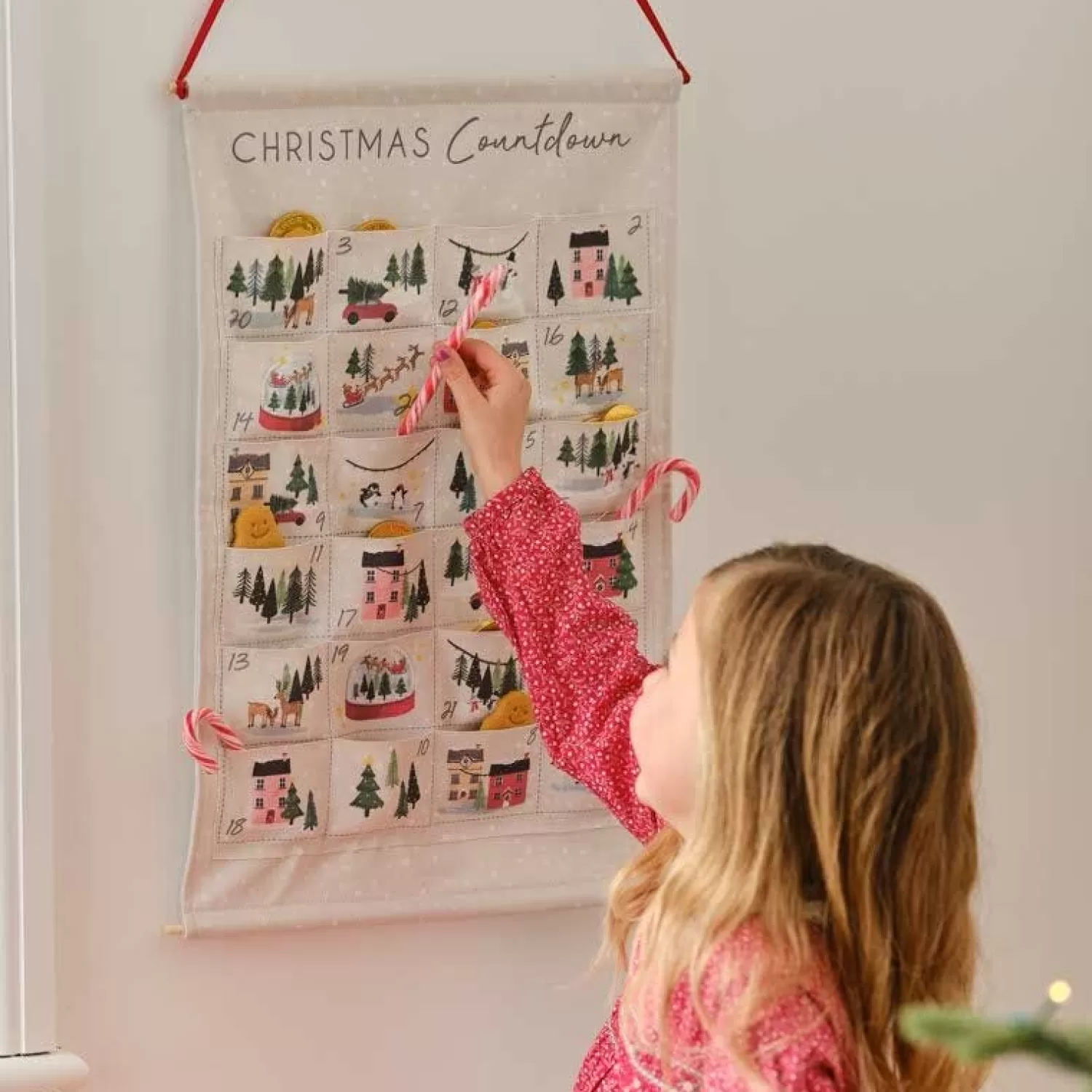 Fabric Christmas Scene Advent Calendar - 53Cm X 35Cm<Party Delights Best Sale