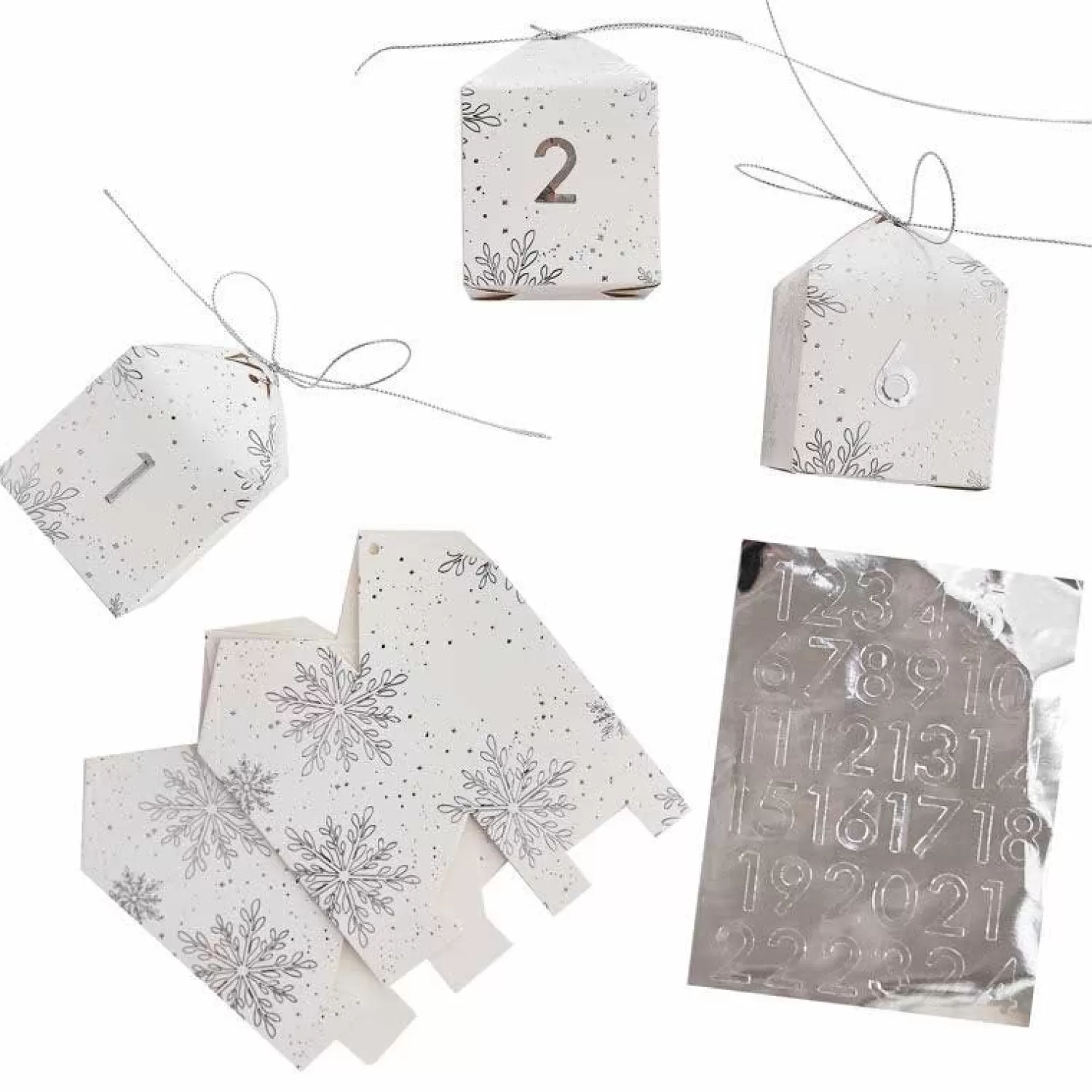 Fill Your Own Snowflake Print Advent Boxes (24Pk)<Party Delights Outlet