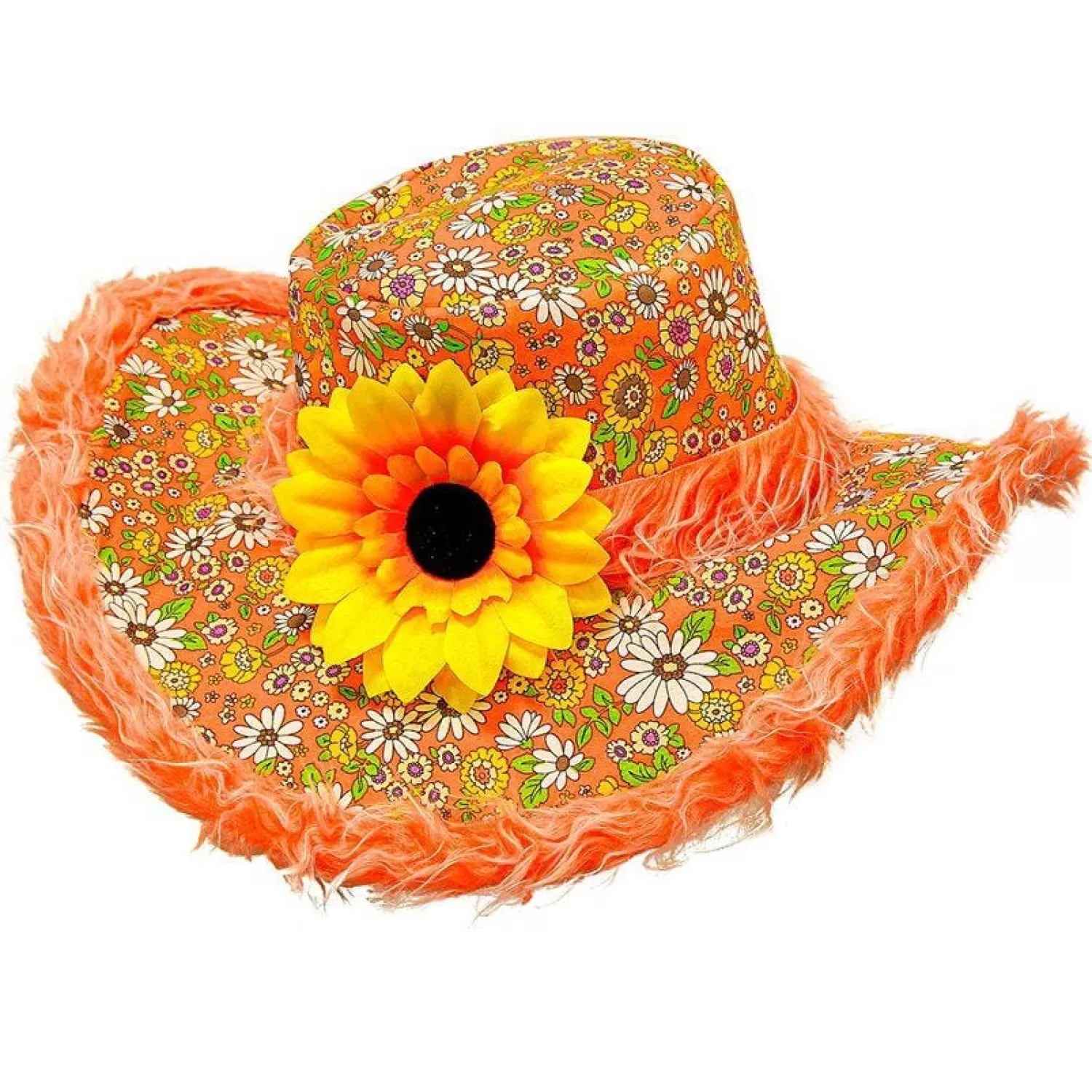 Shop Party Delights Floral Orange Hat With Sunflower