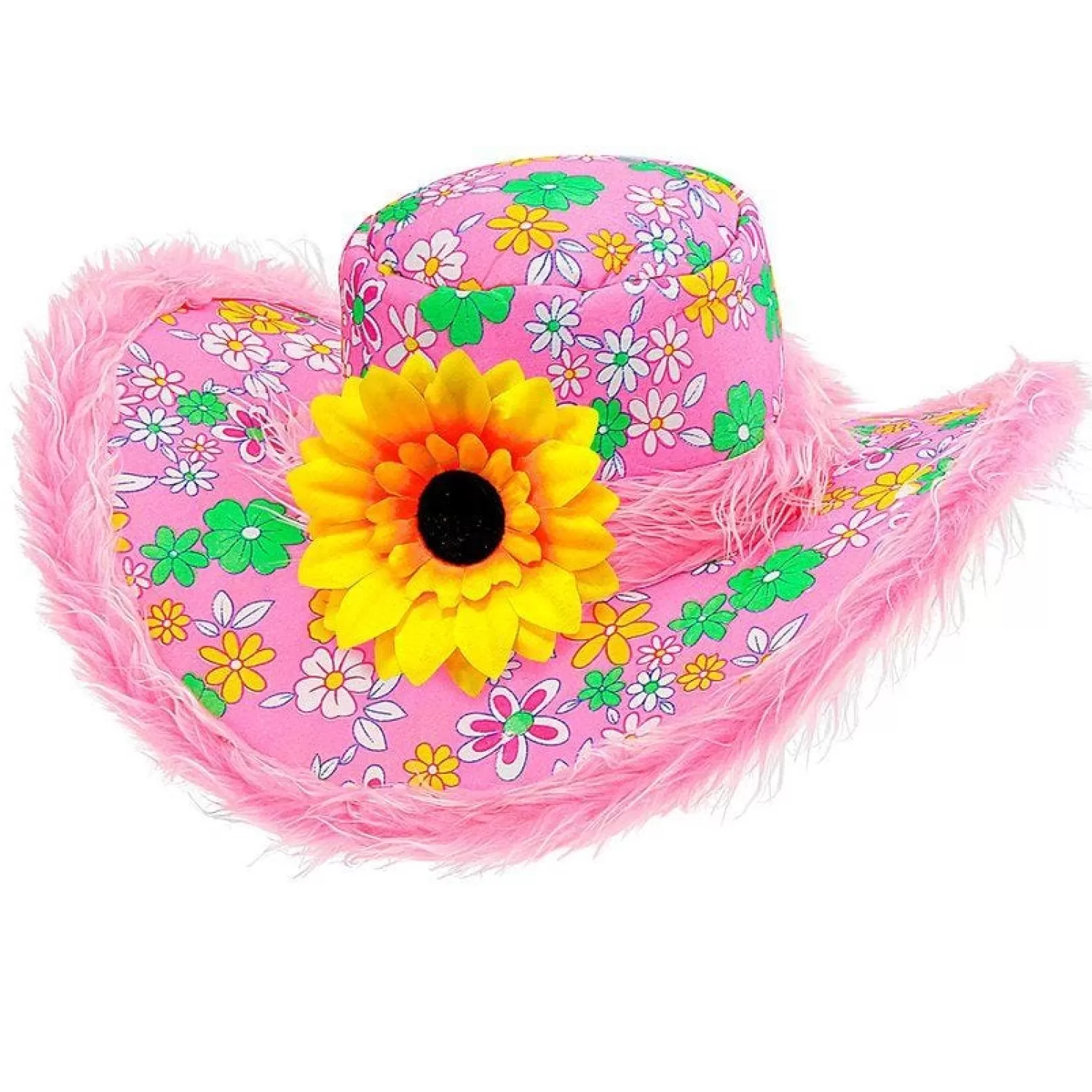 Discount Party Delights Floral Pink Hat With Sunflower