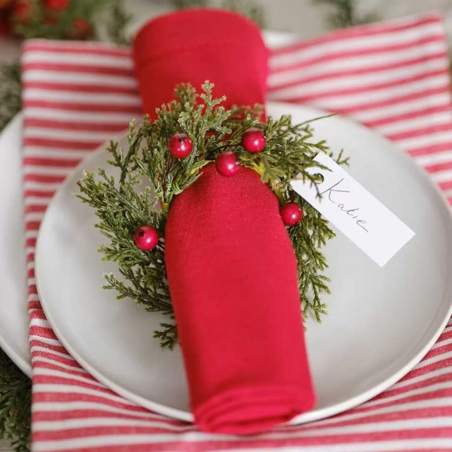 Foliage & Berry Christmas Napkin Rings (6Pk)<Party Delights Flash Sale