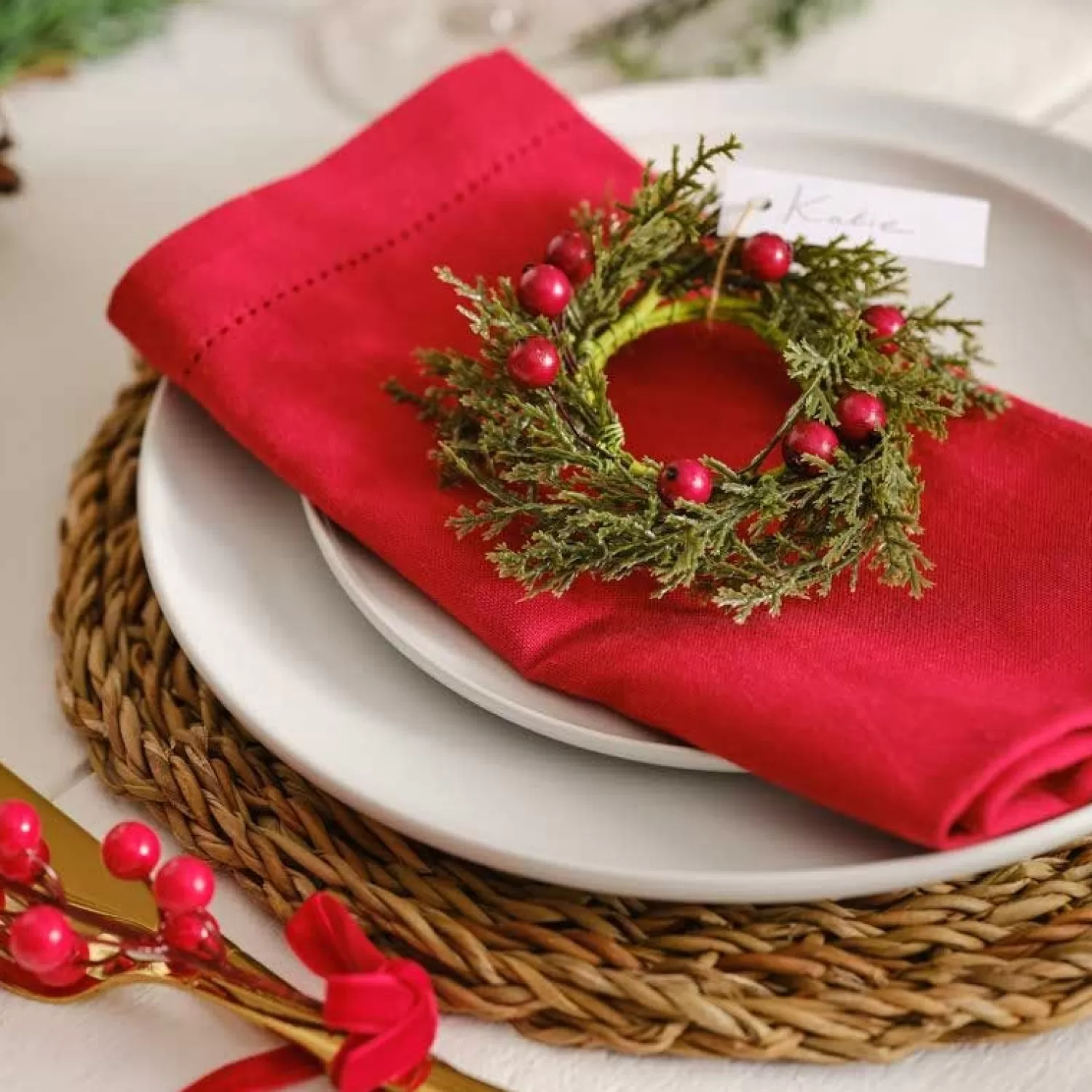 Foliage & Berry Christmas Napkin Rings (6Pk)<Party Delights Flash Sale