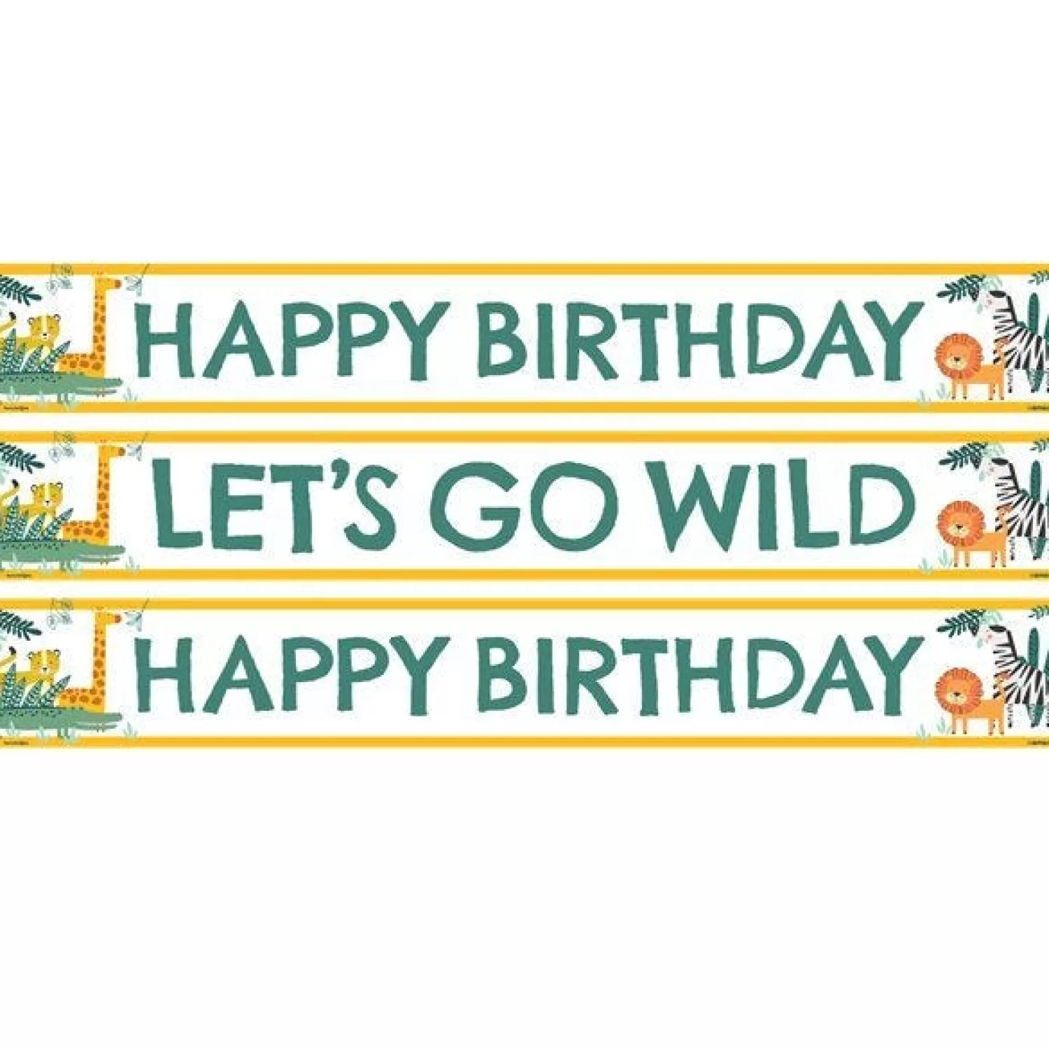 Flash Sale Party Delights Get Wild Safari Paper Birthday Banners - 1M (3Pk)