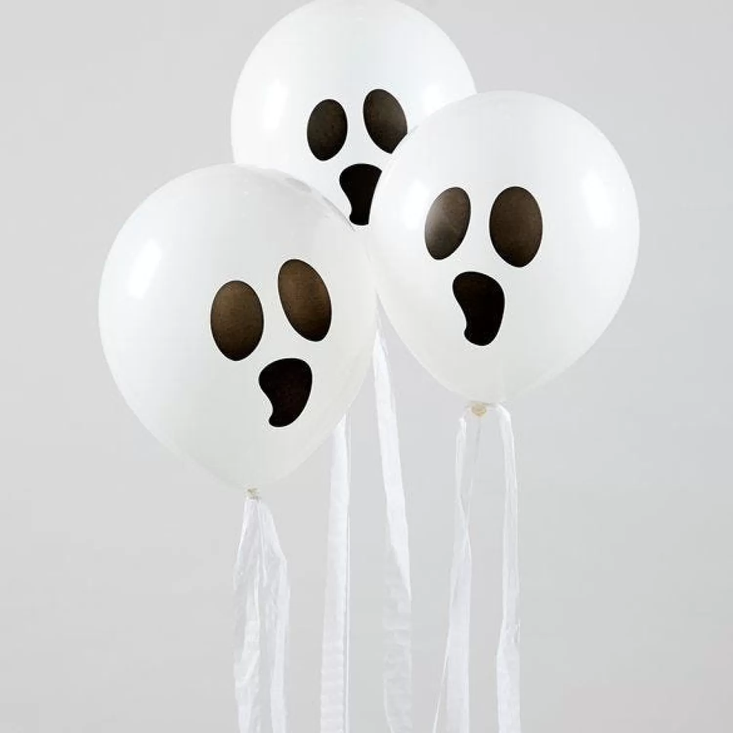 Ghost Balloons With Streamers - 11" Latex (3Pk)<Party Delights New