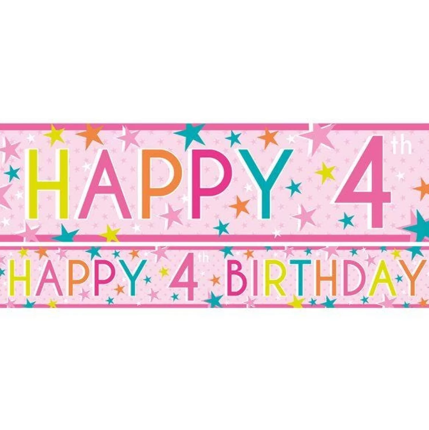 New Party Delights Girls 4Th Birthday Paper Banners - 1M (3Pk)