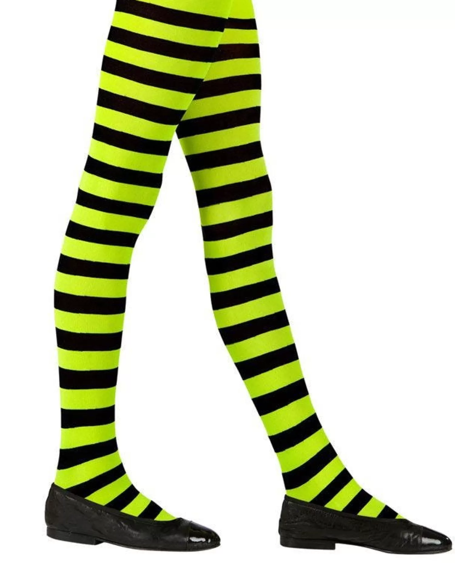 Girls Black & Green Striped Tights<Party Delights Hot