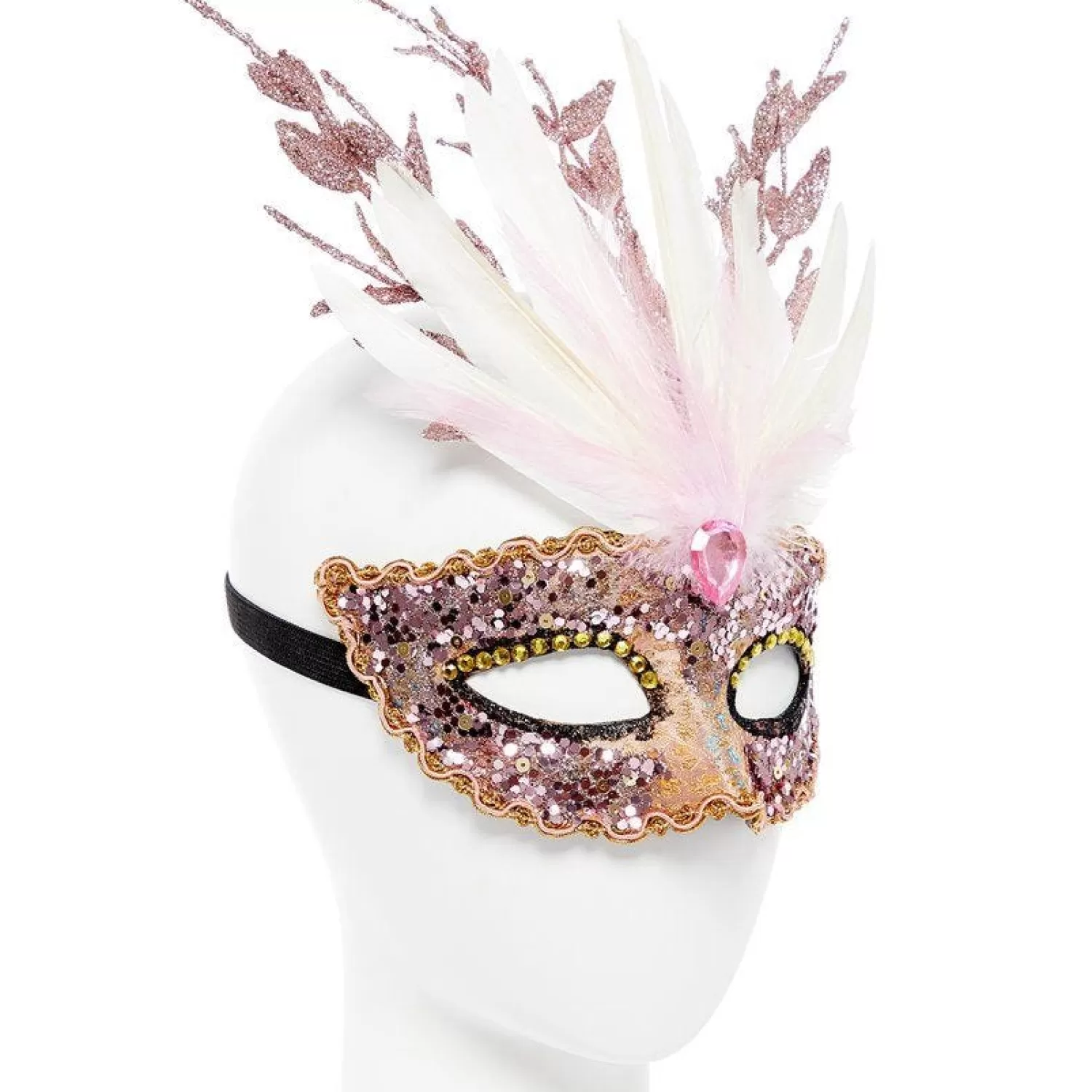 Discount Party Delights Glitter Pink Masquerade Mask