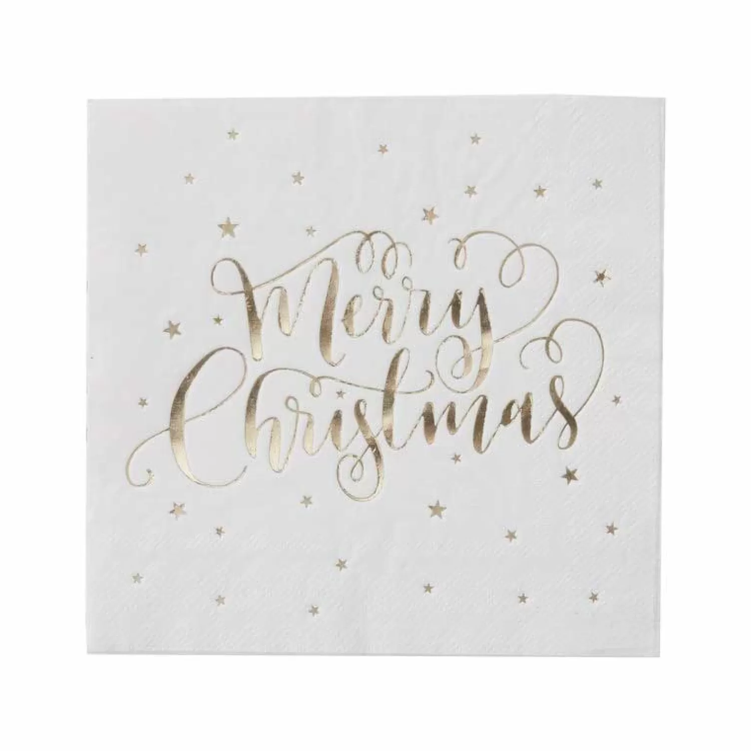 Gold Foiled Merry Christmas Paper Napkins - 33Cm (20Pk)<Party Delights Online