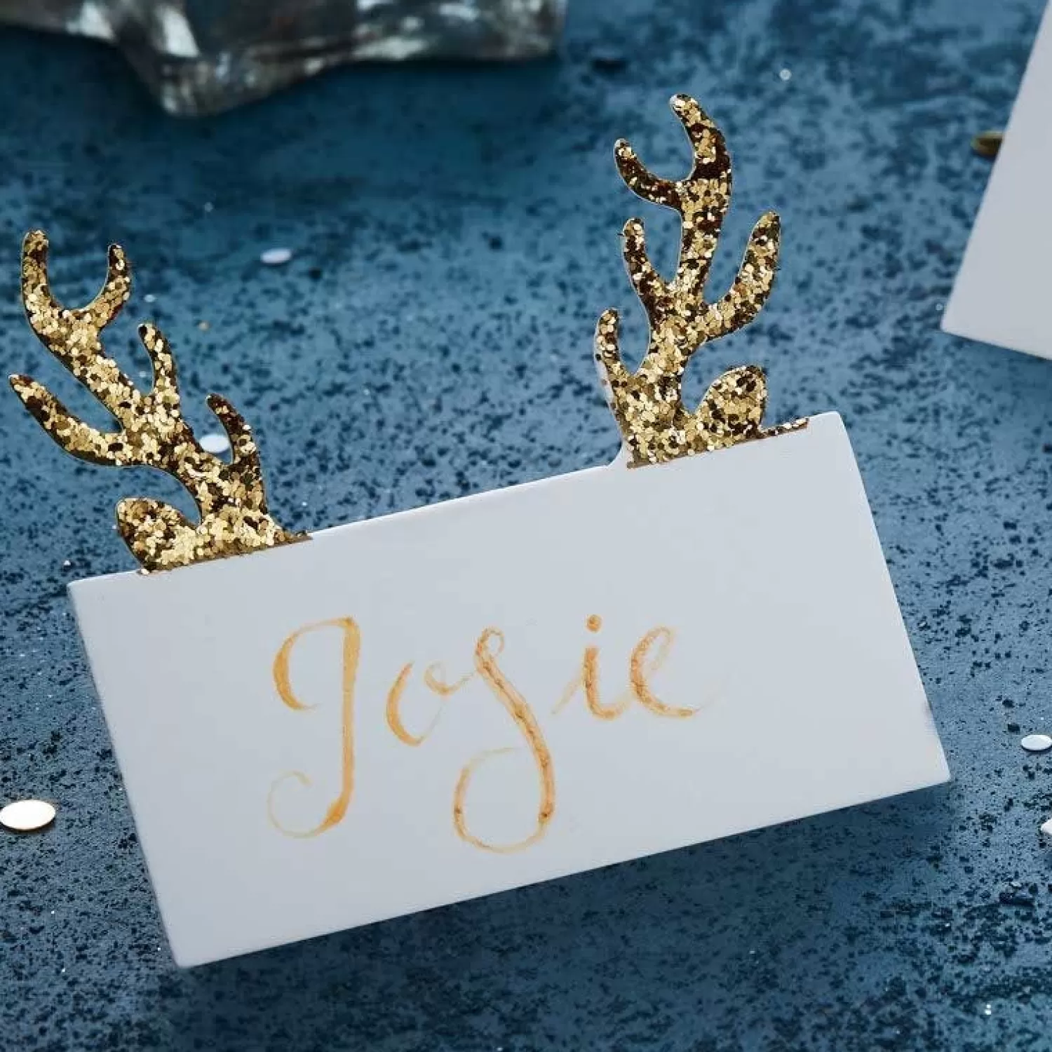 Gold Glitter Antler Place Cards (10Pk)<Party Delights Best