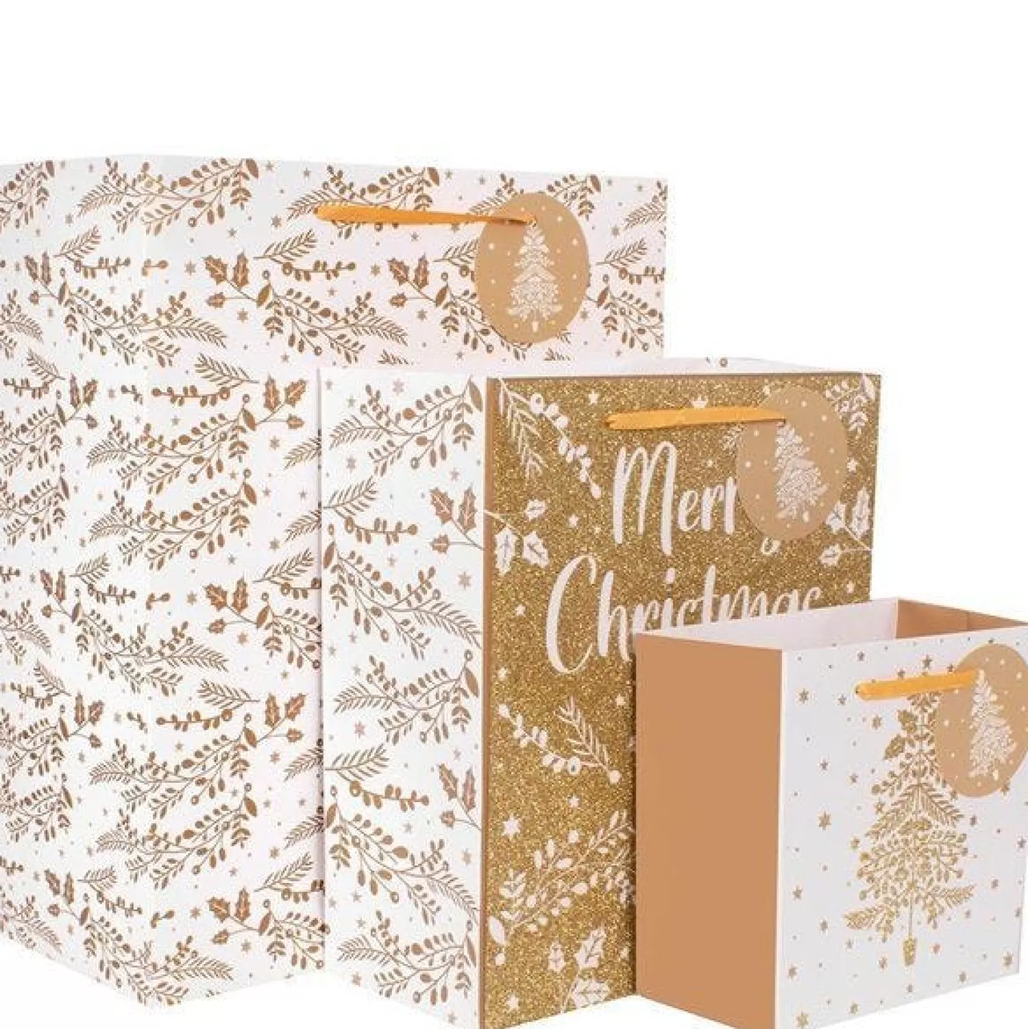 Gold Glitter Gift Bag Set (3Pk)<Party Delights Fashion