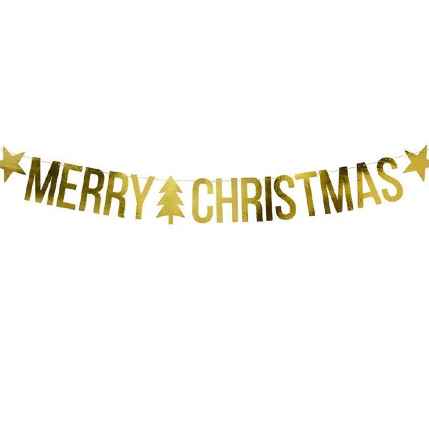 Gold Merry Christmas Banner - 1.5M<Party Delights Flash Sale