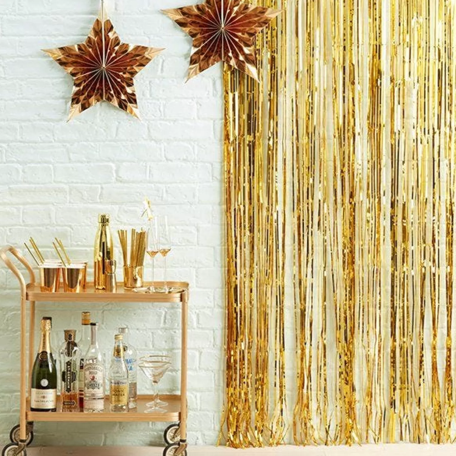 Discount Party Delights Gold Metallic Foil Fringe Curtain