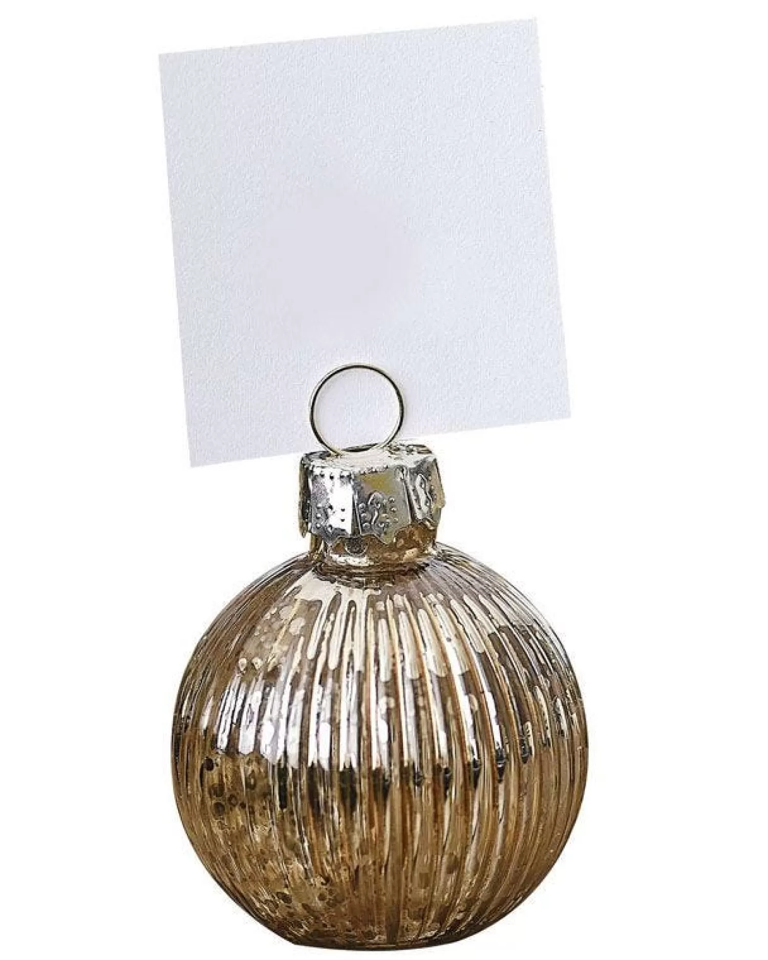 Gold Ribbed Bauble Place Card Holders (4Pk)<Party Delights Outlet