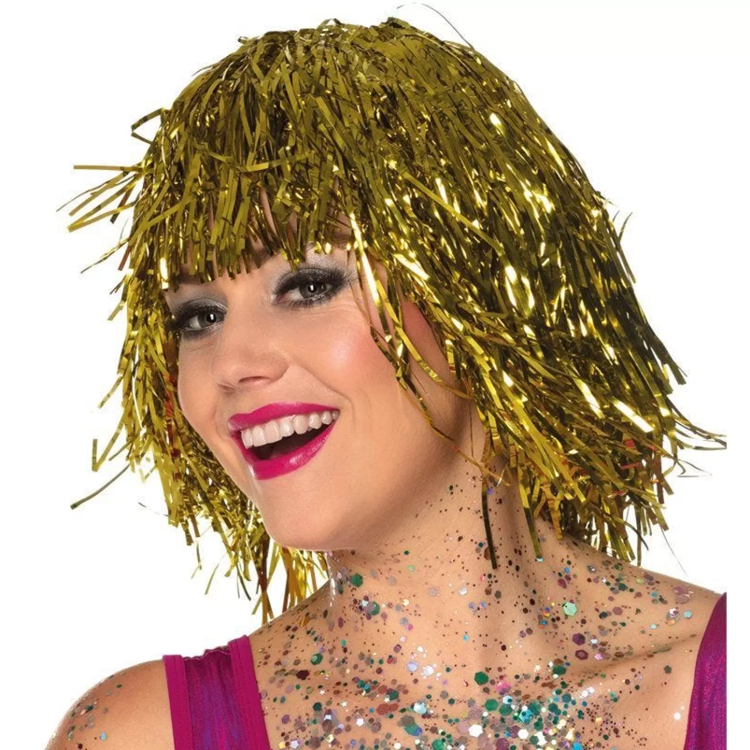 Hot Party Delights Gold Tinsel Wig