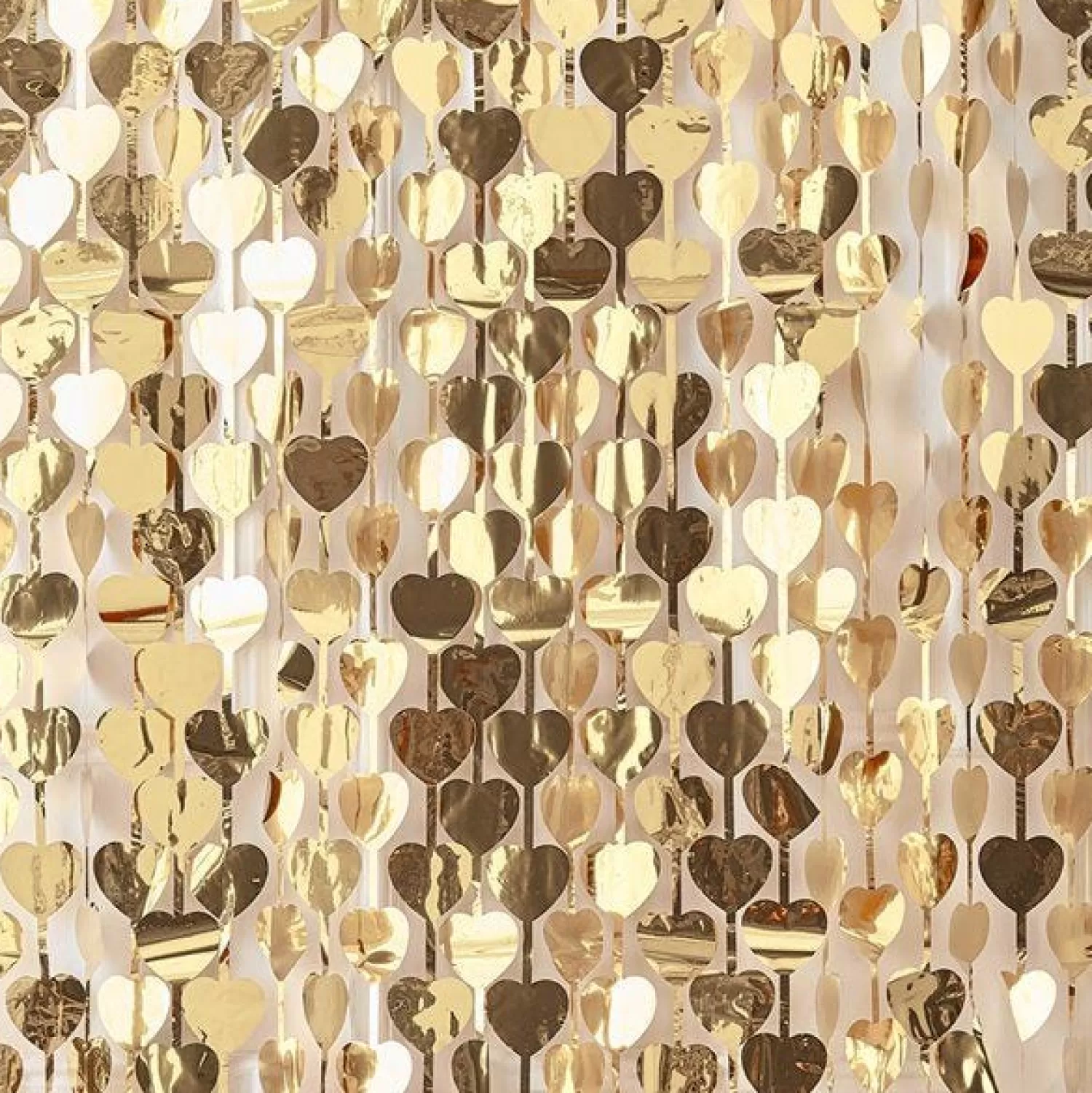 Hot Party Delights Gold Wedding Heart Foil Curtain Backdrop - 1M X 2.5M