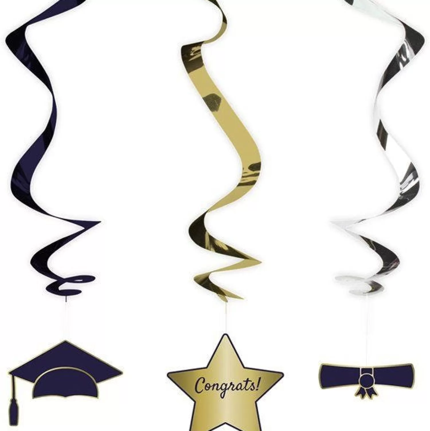 Hot Party Delights Graduation Swirl Decorations (3Pk)