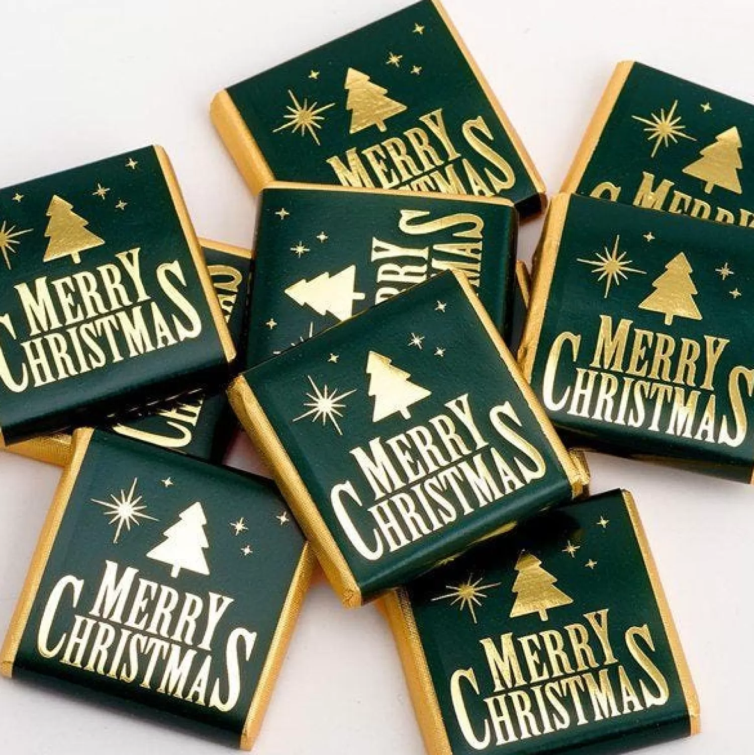 Green & Gold Merry Christmas Chocolate Neapolitans X50<Party Delights Shop