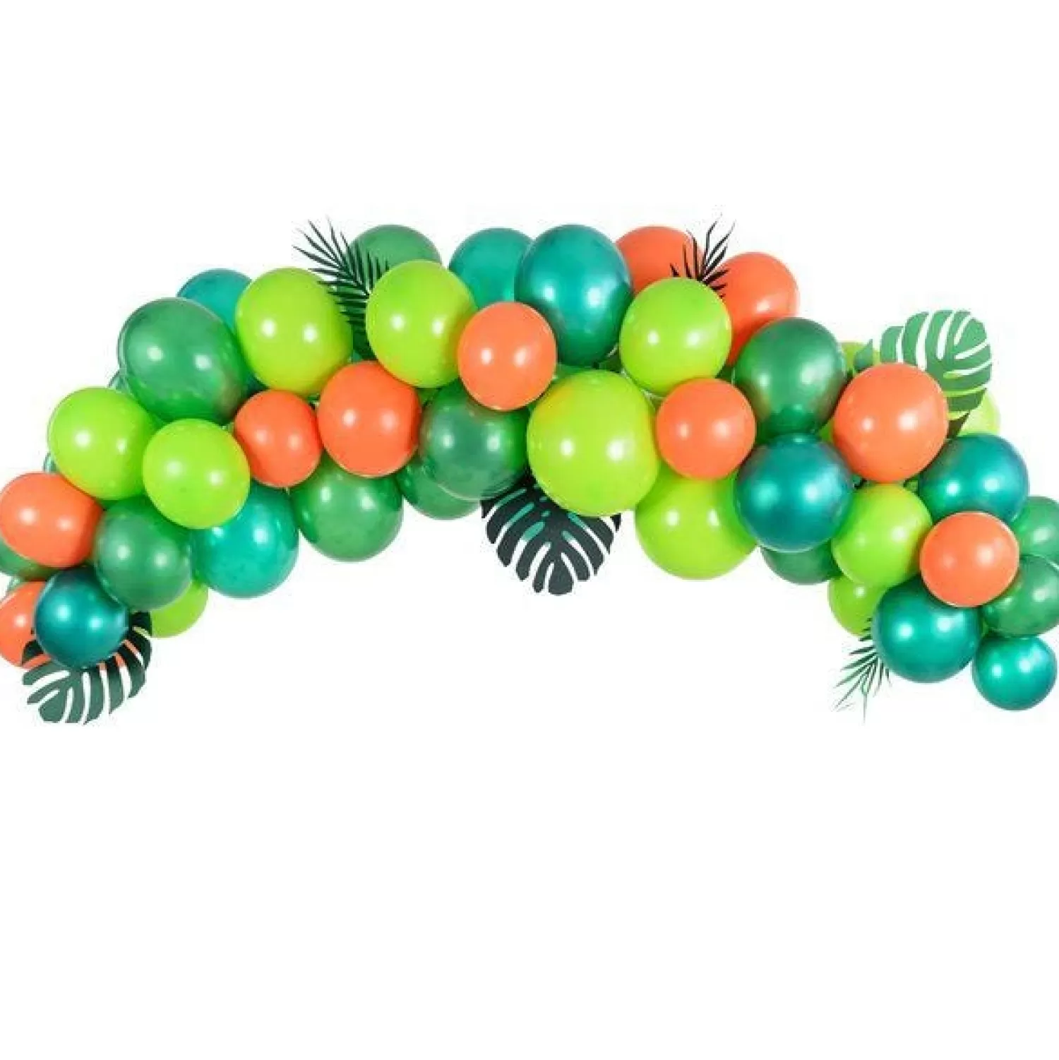 New Party Delights Green & Orange Tropical Balloon Arch Garland - 60 Balloons