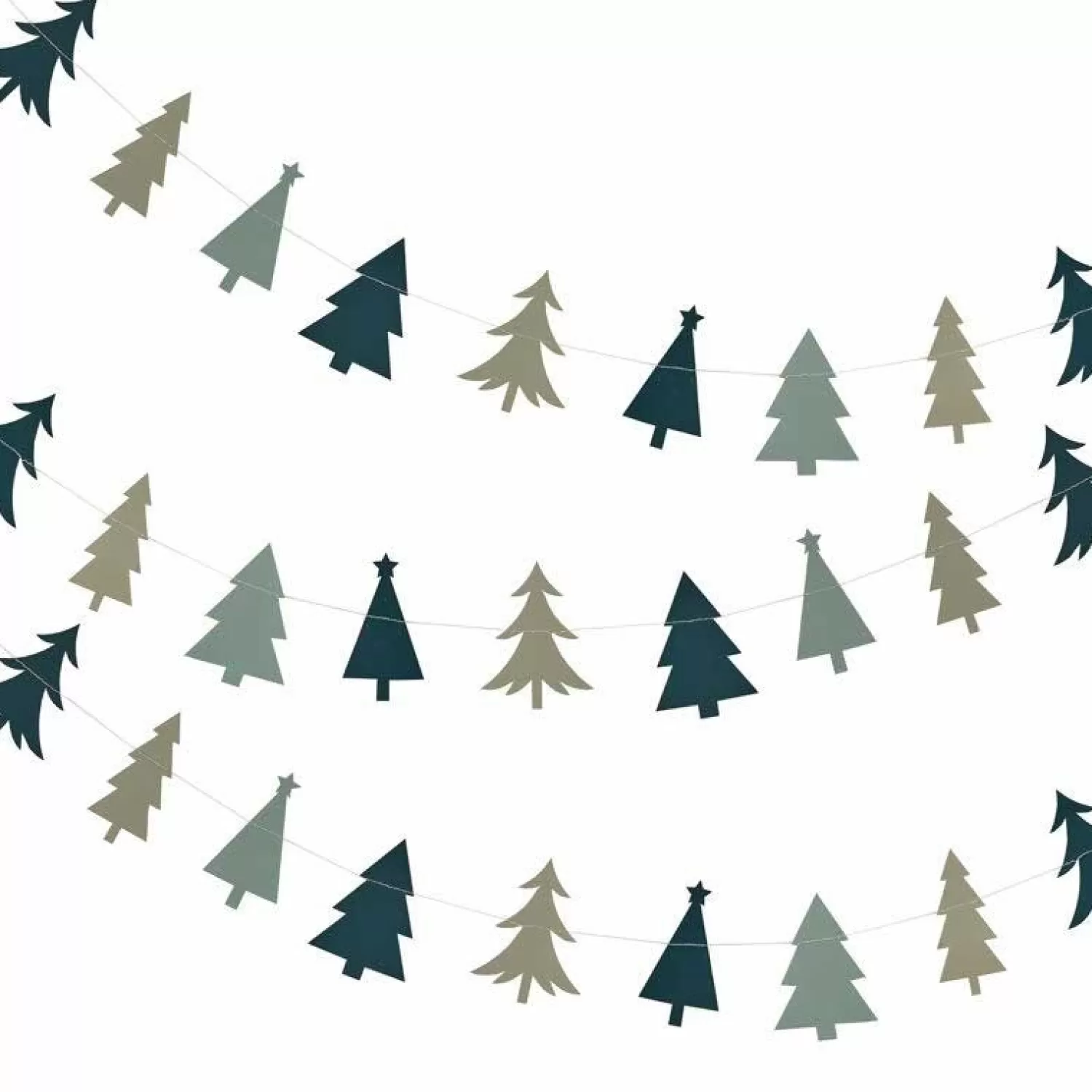 Green Christmas Trees Paper Garland - 5M<Party Delights Clearance