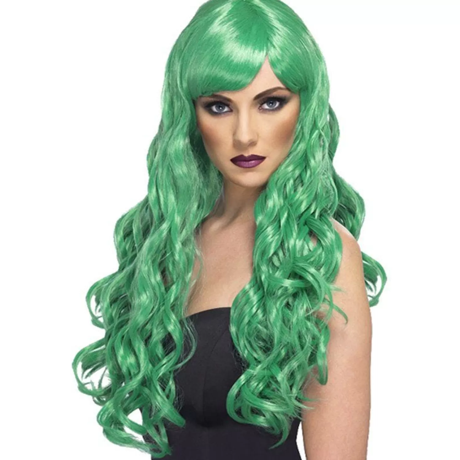 New Party Delights Green Desire Long Curly Wig