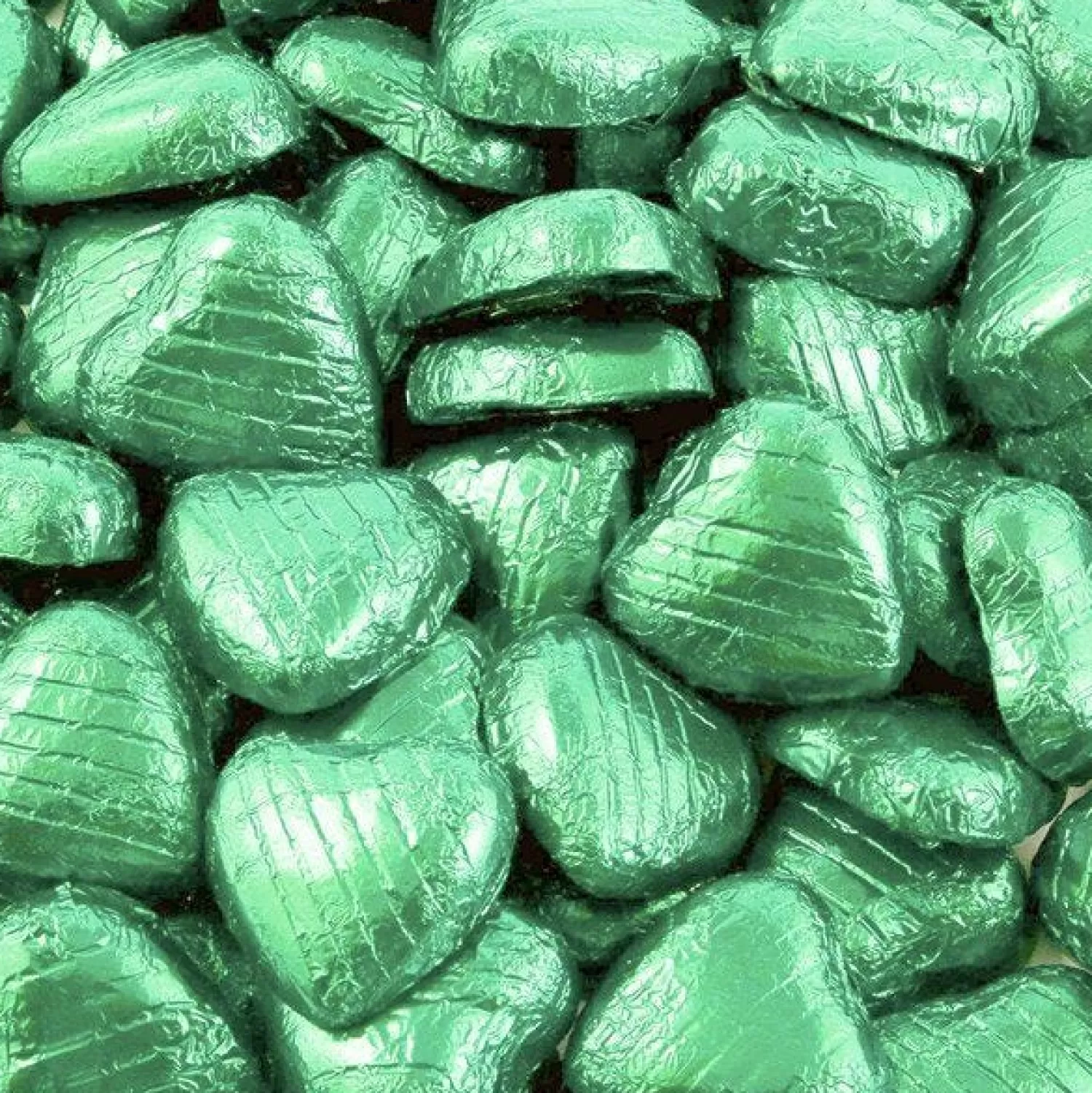 Shop Party Delights Green Foil Chocolate Hearts - 1Kg