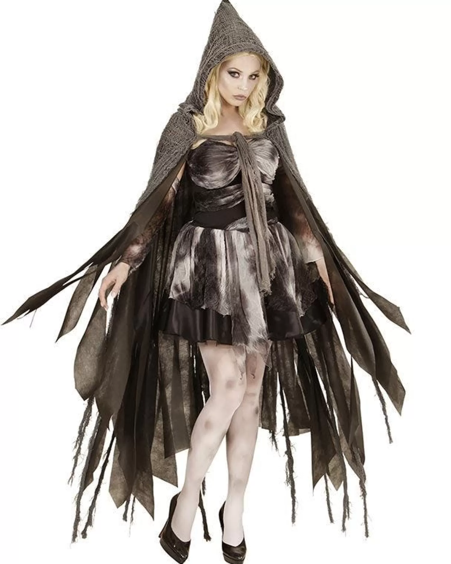 Grey Shredded Cape - 165Cm<Party Delights Cheap