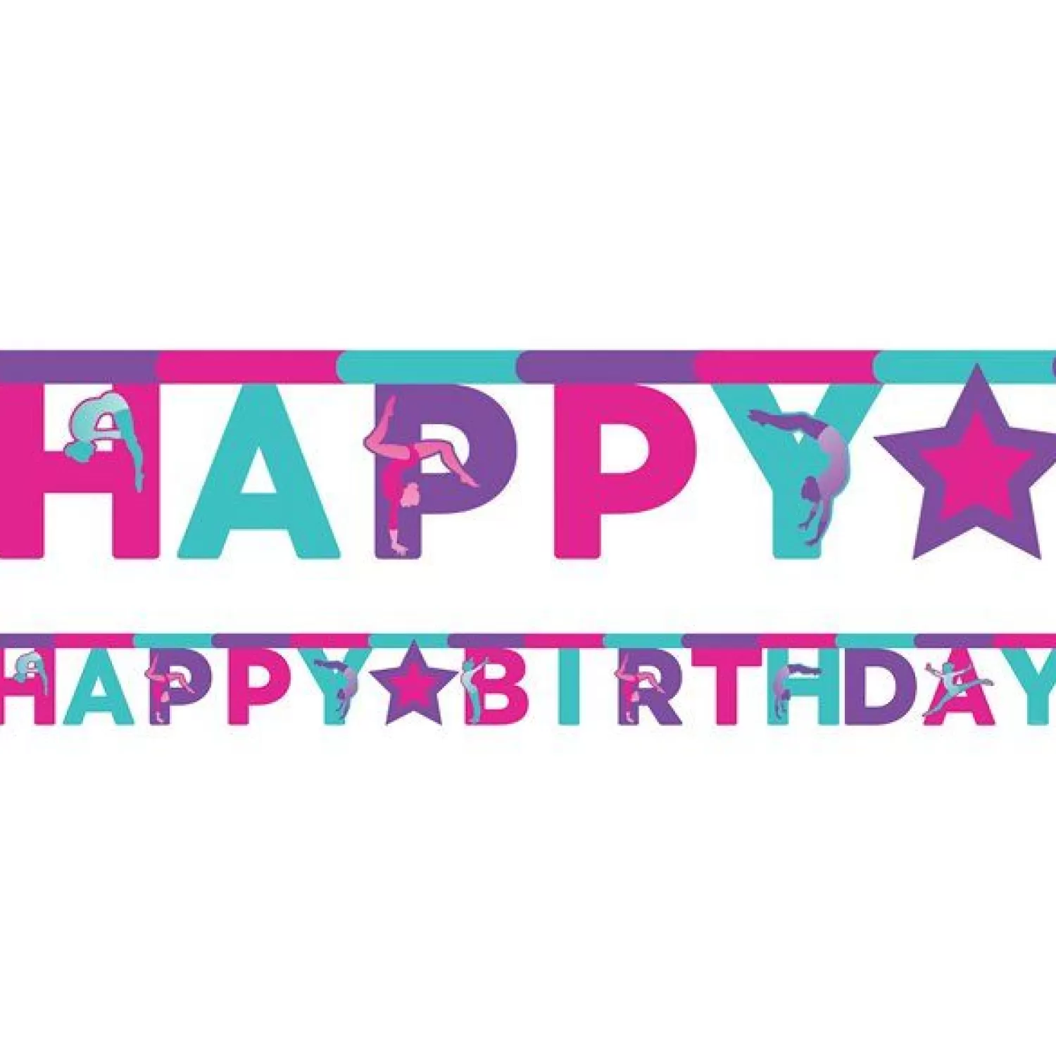 Hot Party Delights Gymnastics Party 'Happy Birthday' Paper Letter Banner - 3M