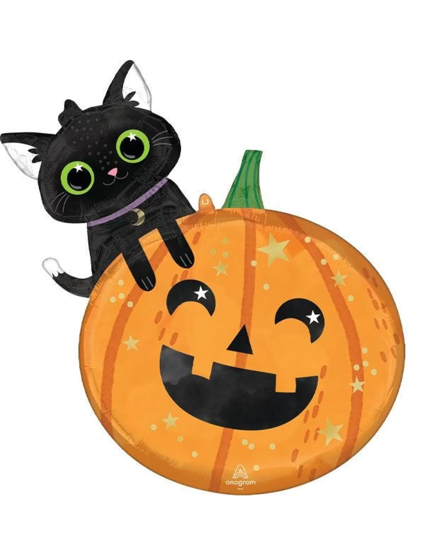 Halloween Cat & Pumpkin Supershape Balloon - 29" Foil<Party Delights Store