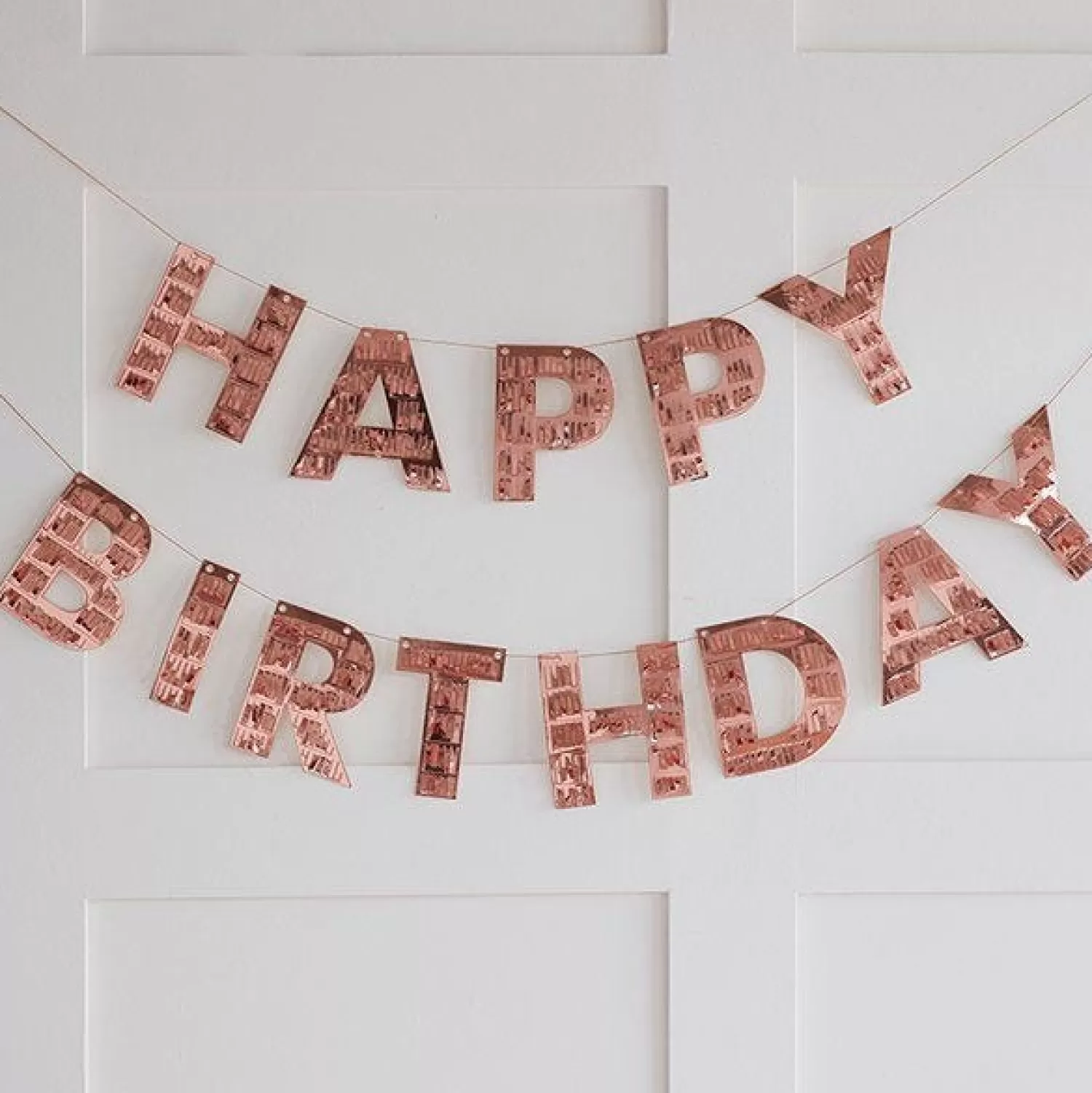 Best Party Delights Happy Birthday Rose Gold Fringe Bunting