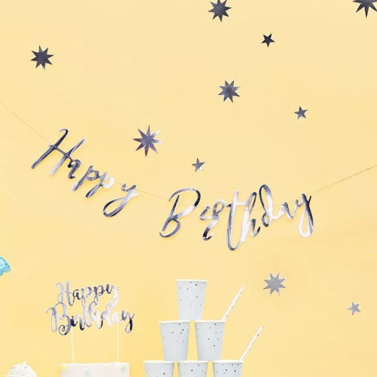 Flash Sale Party Delights Happy Birthday Silver Banner - 0.6M