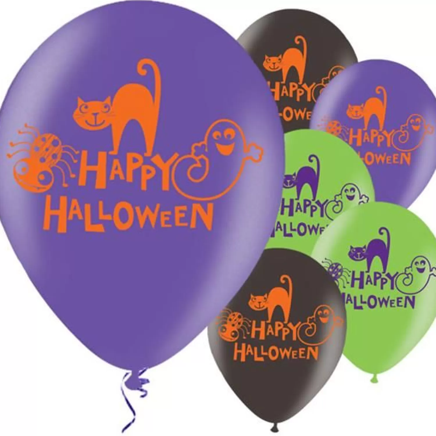 Happy Halloween Balloons - 11'' Latex (6Pk)<Party Delights Flash Sale