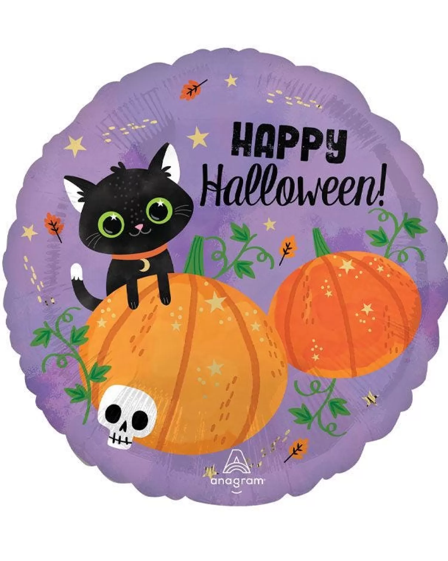 Happy Halloween Cats & Pumpkin Balloon - 18" Foil<Party Delights Store