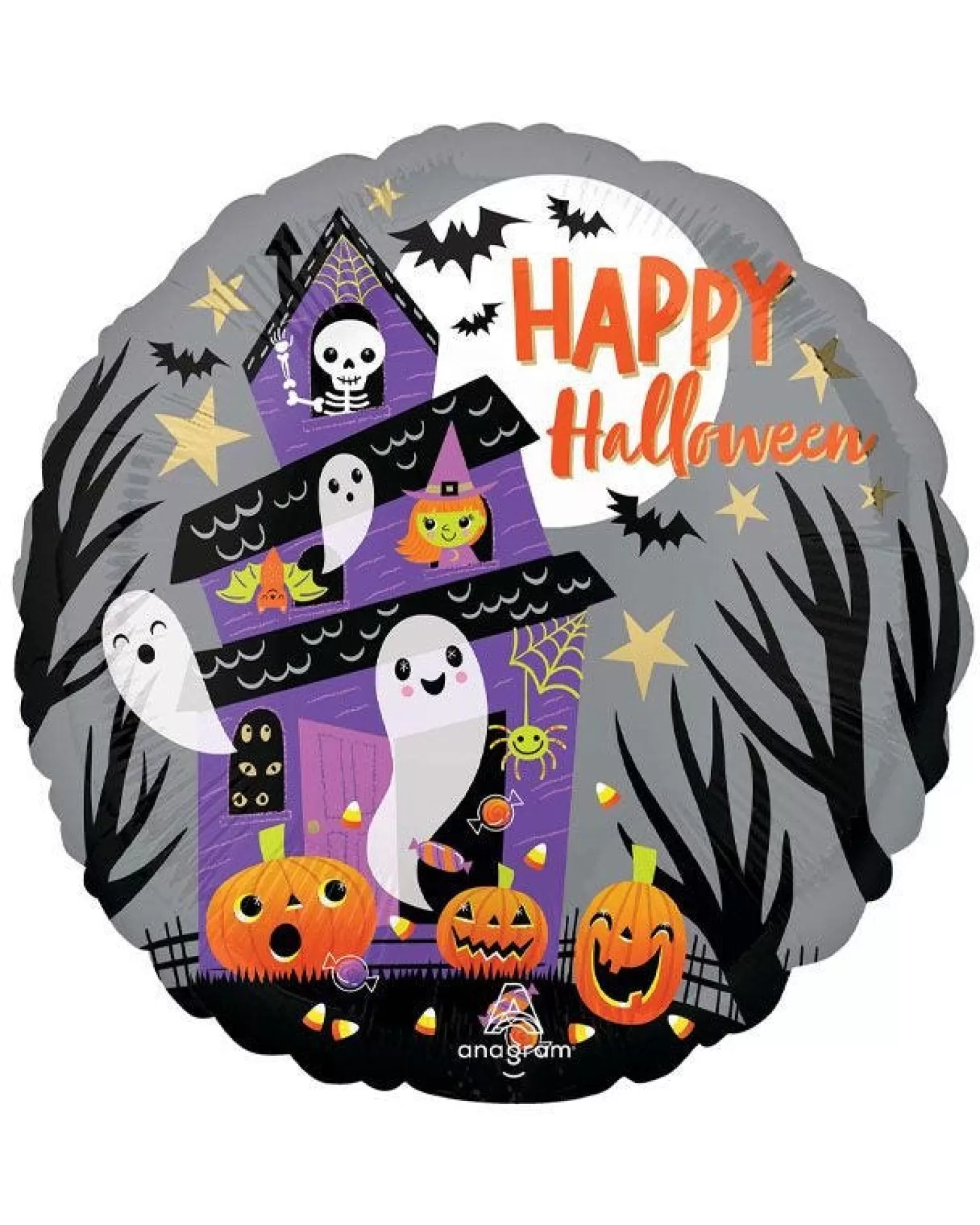 Happy Halloween Haunted House Balloon - 18" Foil<Party Delights Cheap