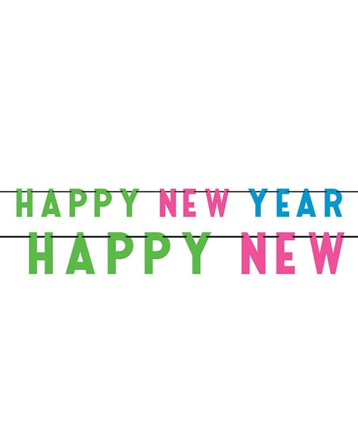 Cheap Party Delights Happy New Year Colourful Letter Banner - 2.74Cm