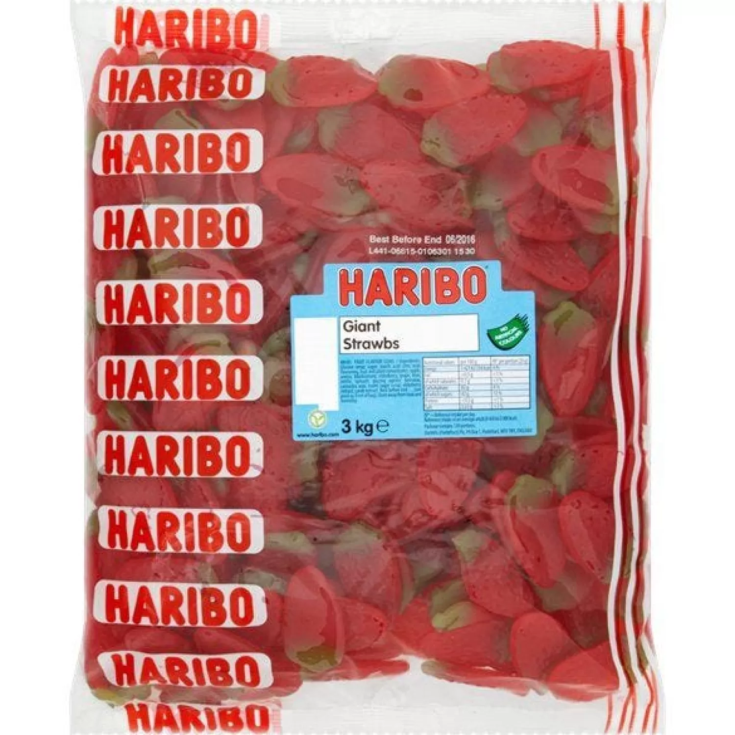 Sale Party Delights Haribo Giant Strawbs - 3Kg