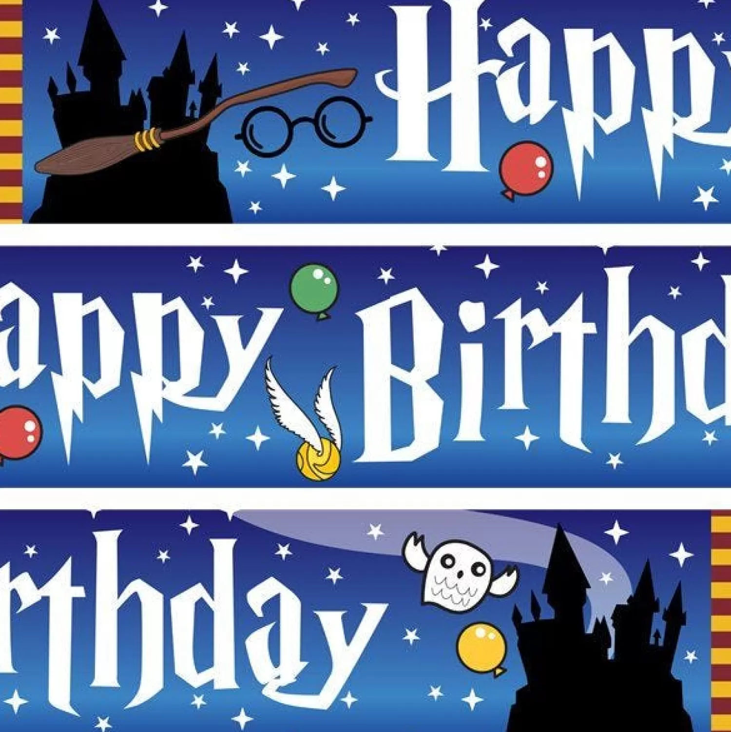 Online Party Delights Harry Potter Style Paper Banners - 1M (3Pk)