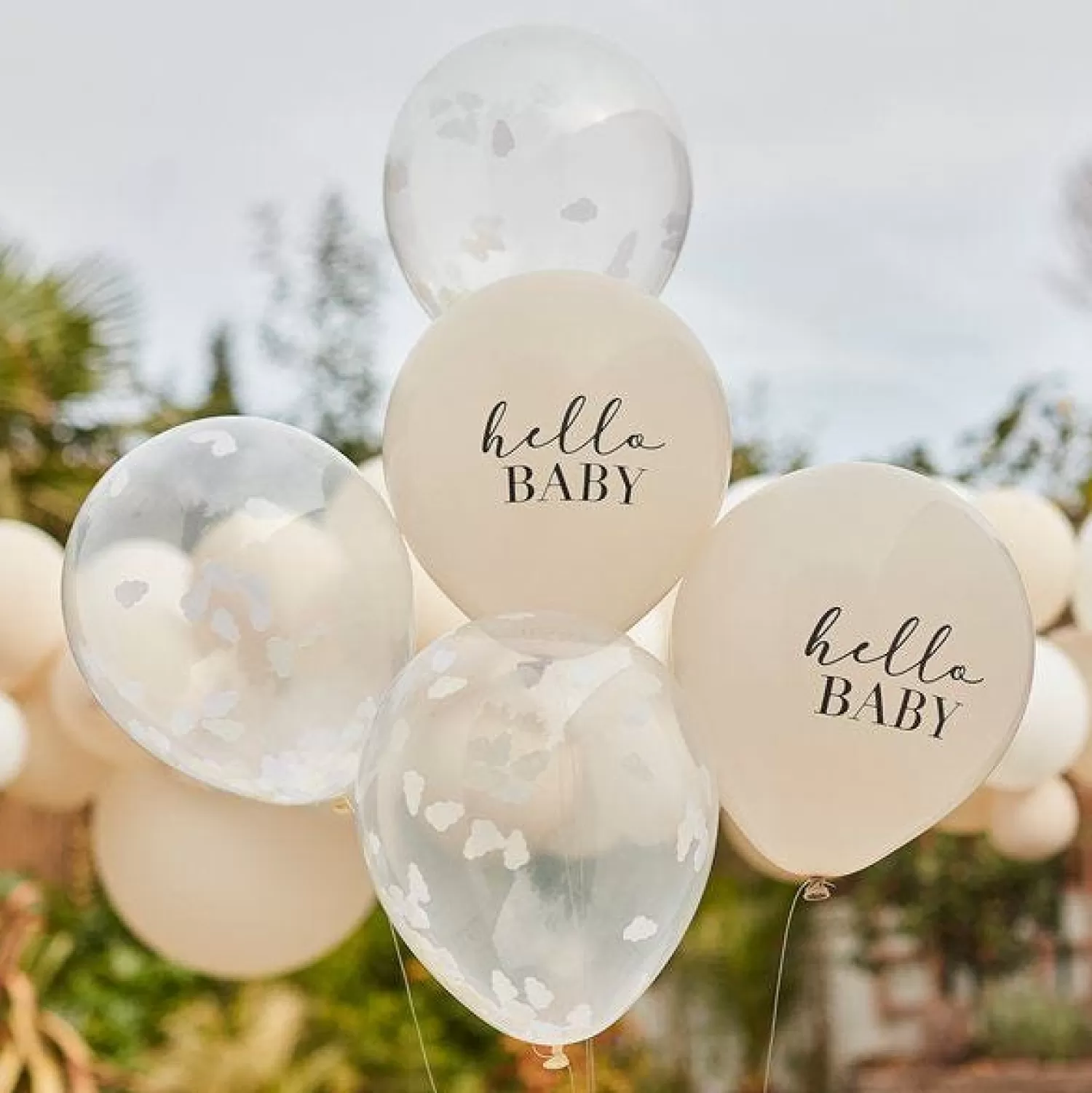 Shop Party Delights Hello Baby Cloud Confetti Latex Balloons - 12" (5Pk)