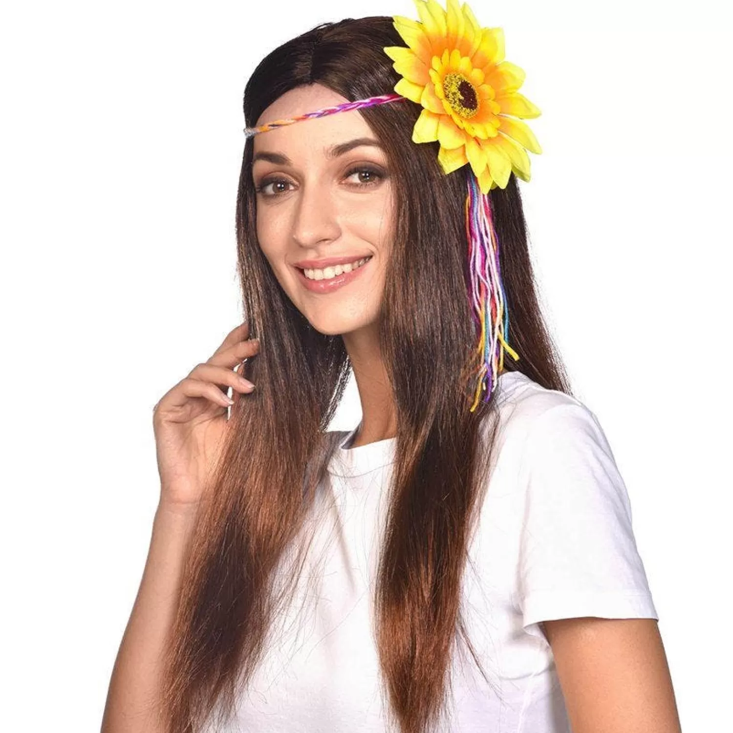 Cheap Party Delights Hippie Wig With Sunflower Headband