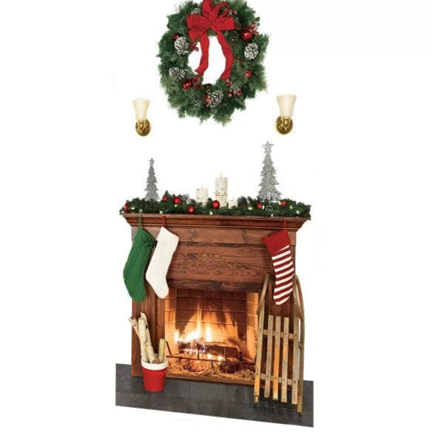 Holiday Fireplace Scene Setter - 85Cm X 165Cm<Party Delights Store