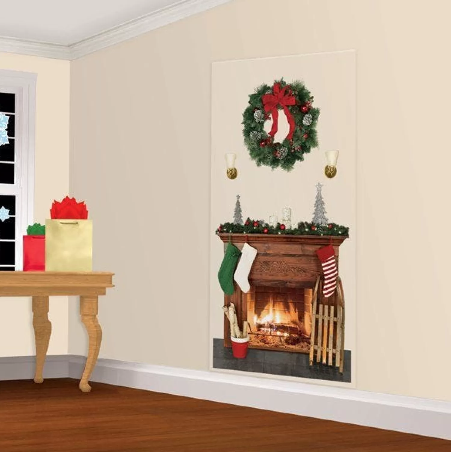 Holiday Fireplace Scene Setter - 85Cm X 165Cm<Party Delights Store