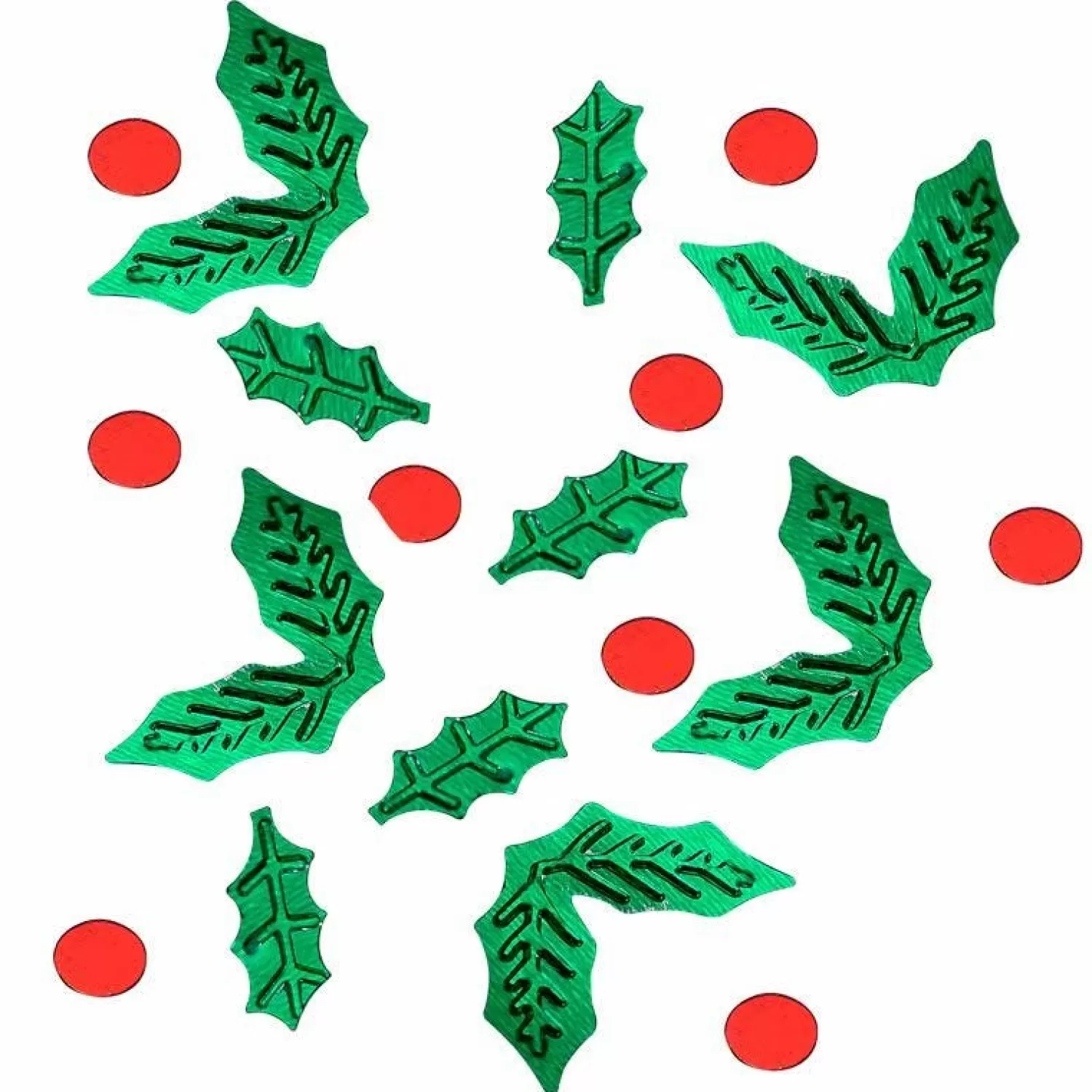 Holly Leaf & Berries Shaped Foil Confetti (13G)<Party Delights Store