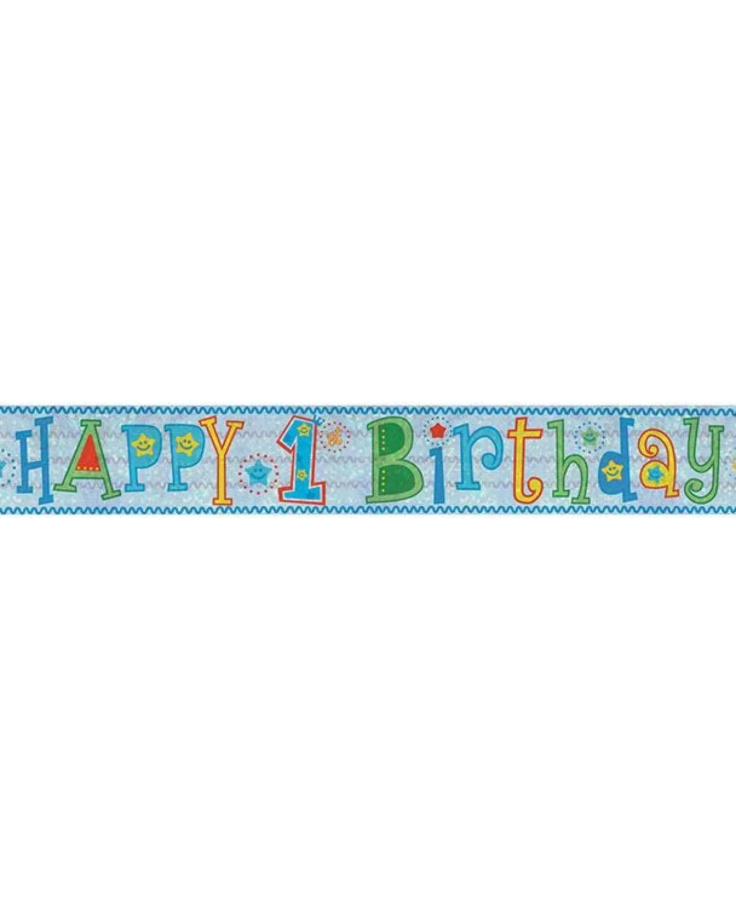 Shop Party Delights Holographic Happy 1St Birthday Boy Foil Banner - 2.7M