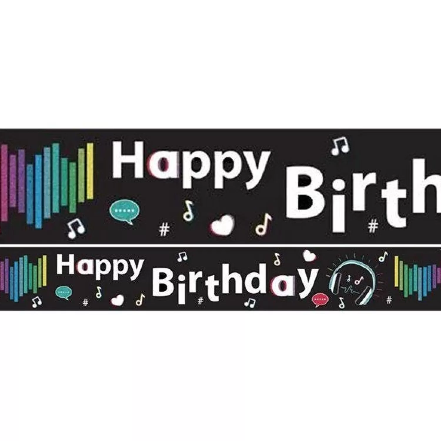 Store Party Delights Holographic Music Happy Birthday Banner - 2.7M