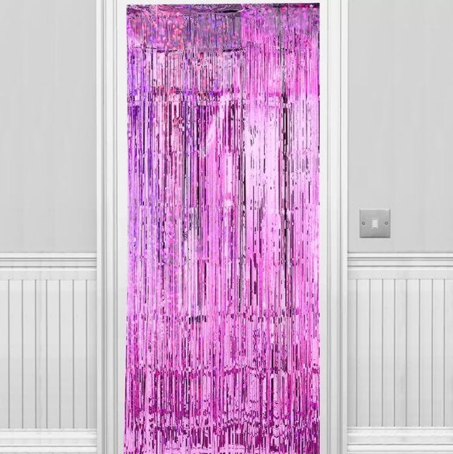 Outlet Party Delights Holographic Pink Foil Door Curtain - 2.4M X 92Cm