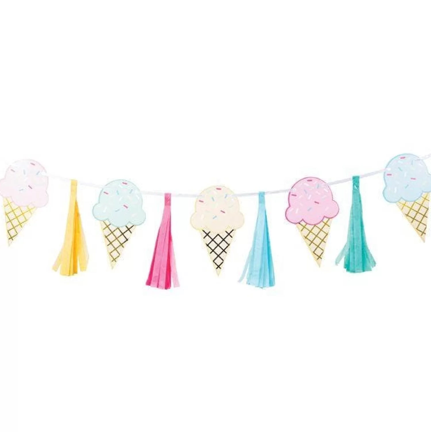 Online Party Delights Ice Cream Foil Tassel Garland - 1.4M